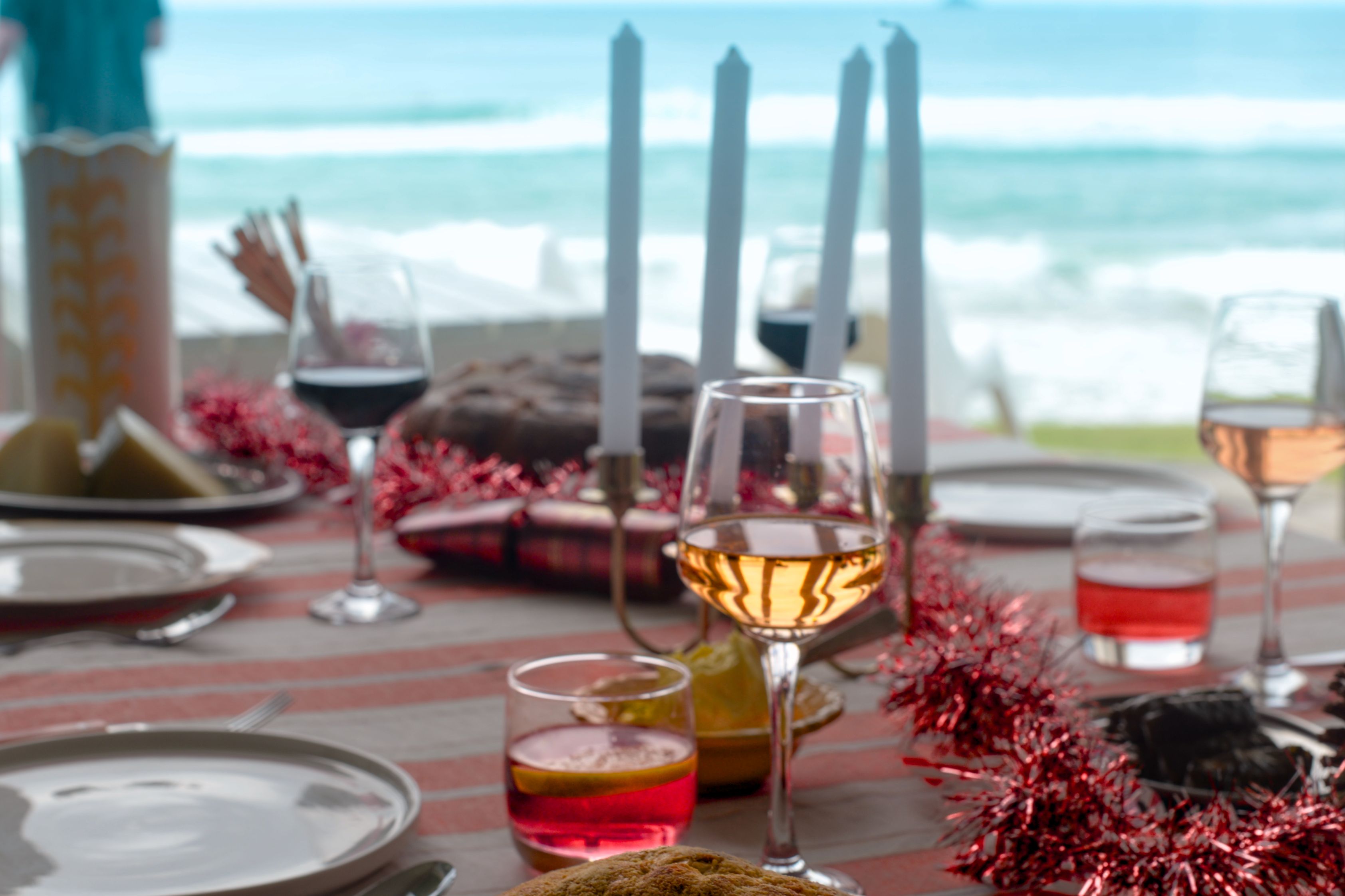 Christmas dinner with ocean view.