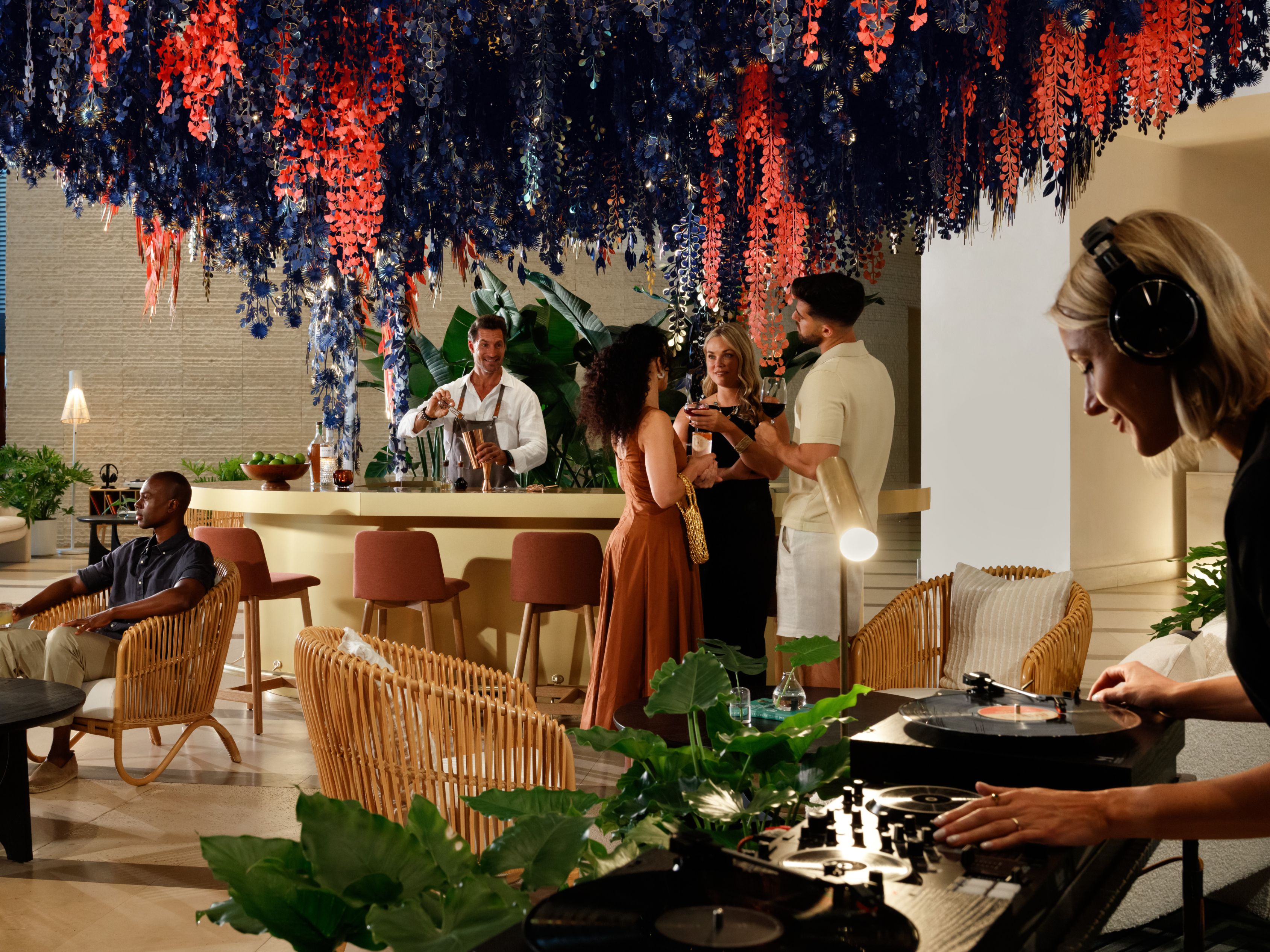 Lobby transformed into a fun cultural scene