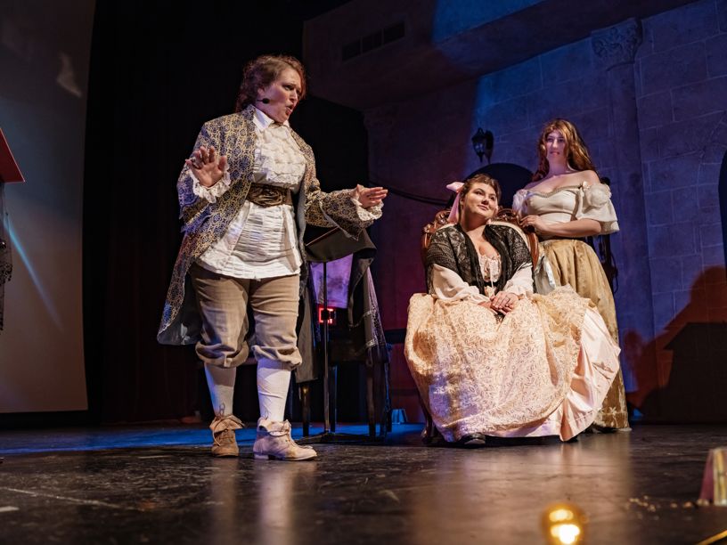actresses on a stage