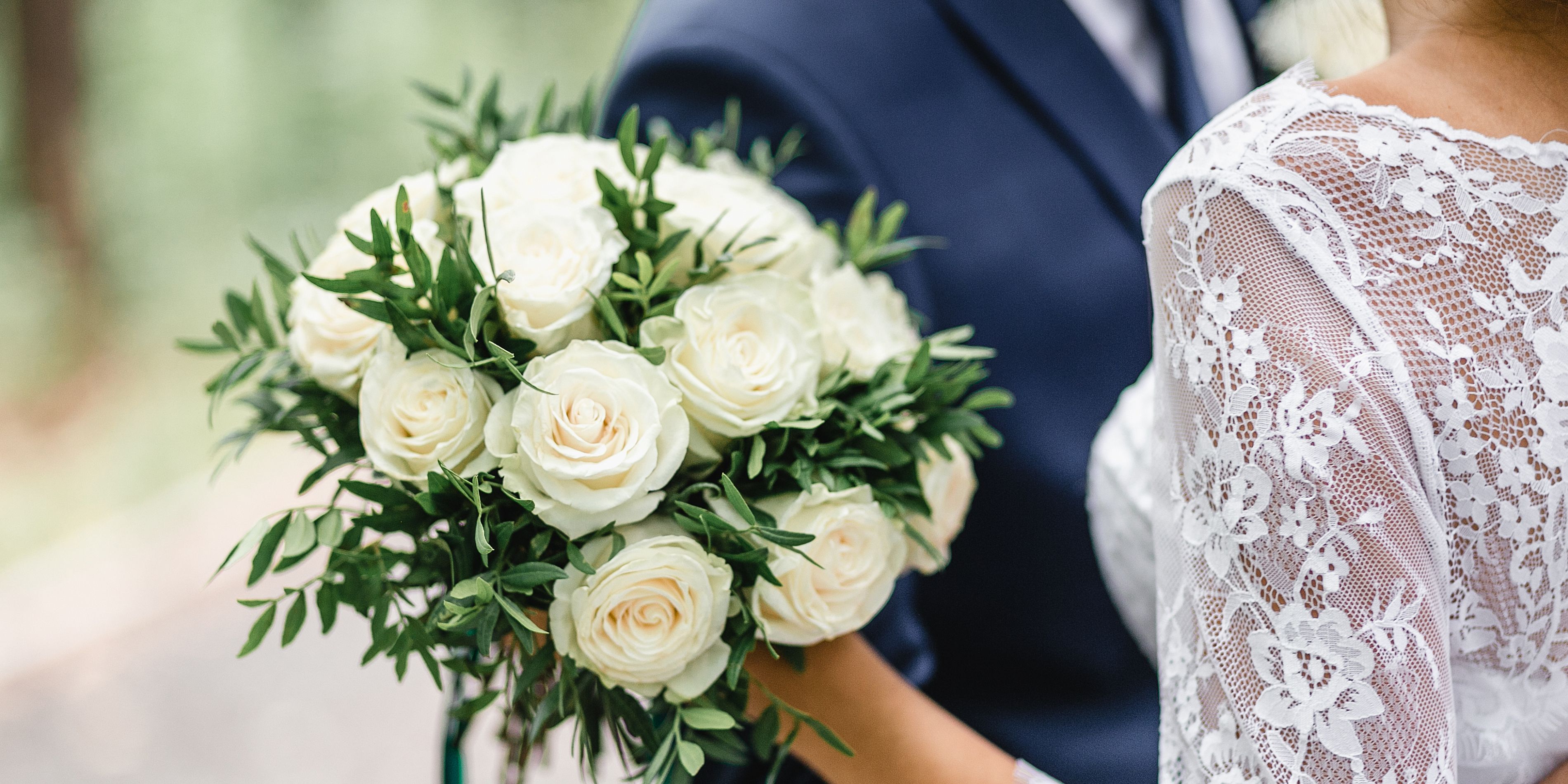 Bride holding wedding bouquet
