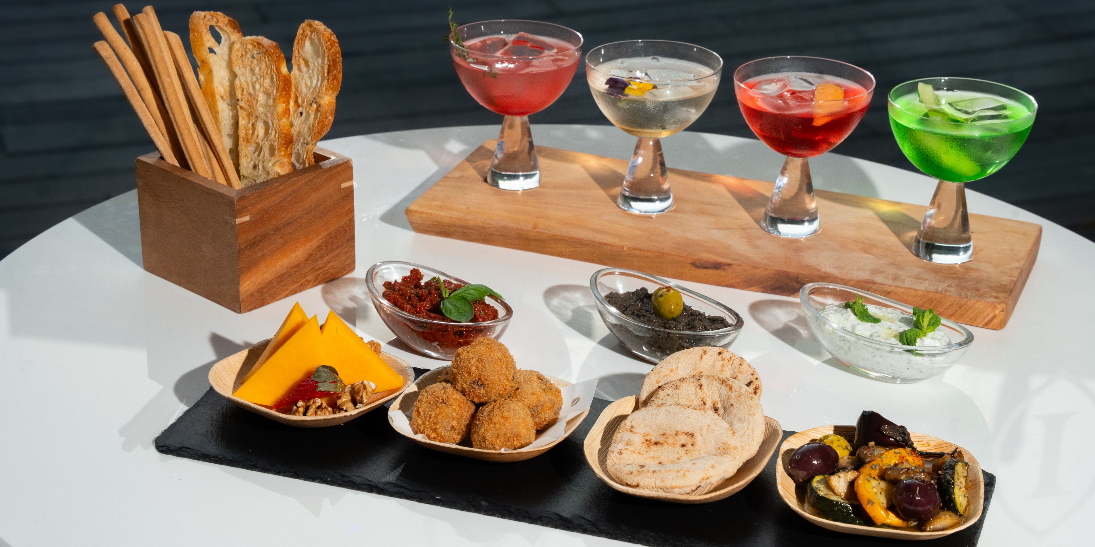 Appetizer and drinks display