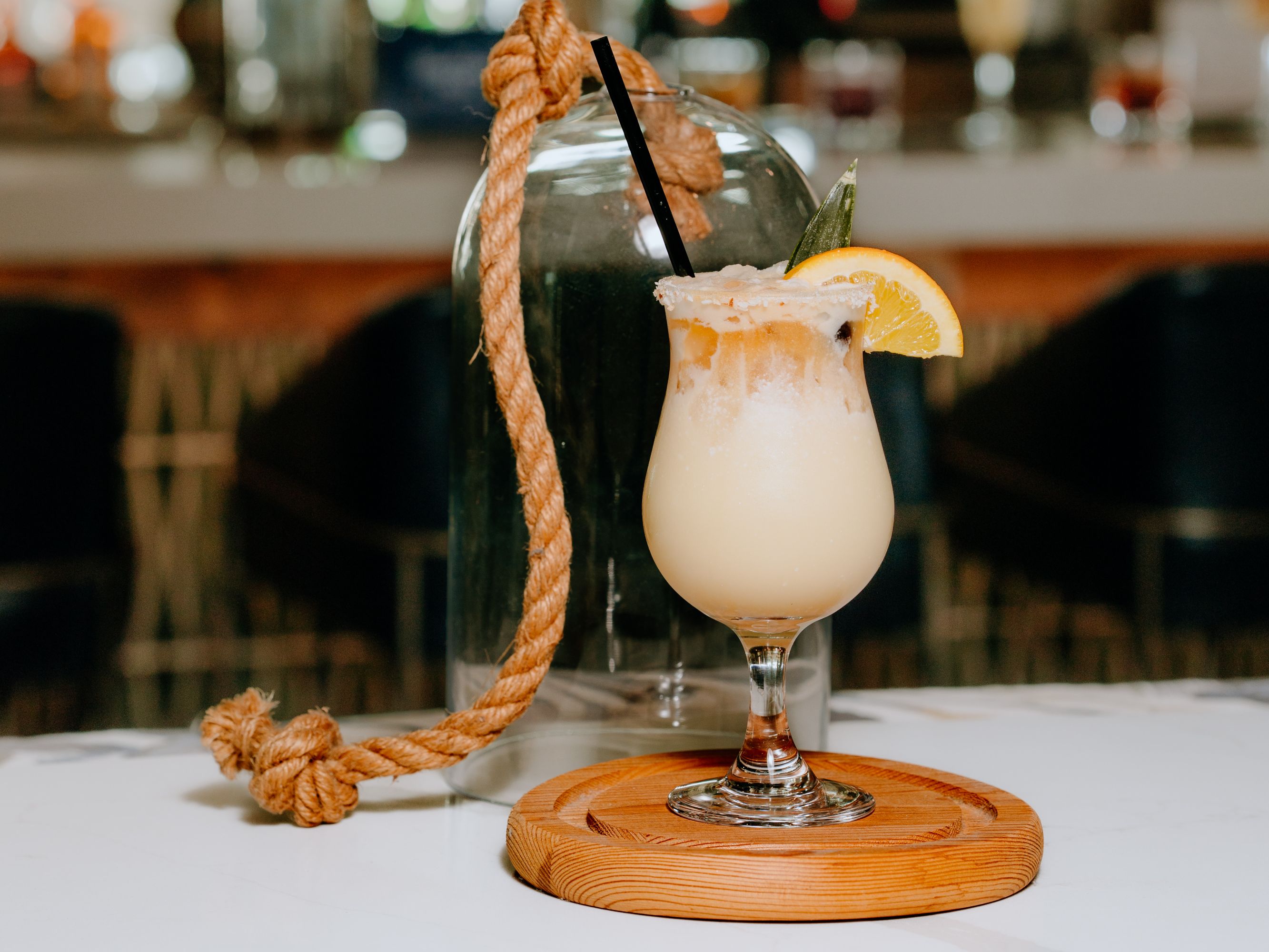 Frozen cocktail with oranges.