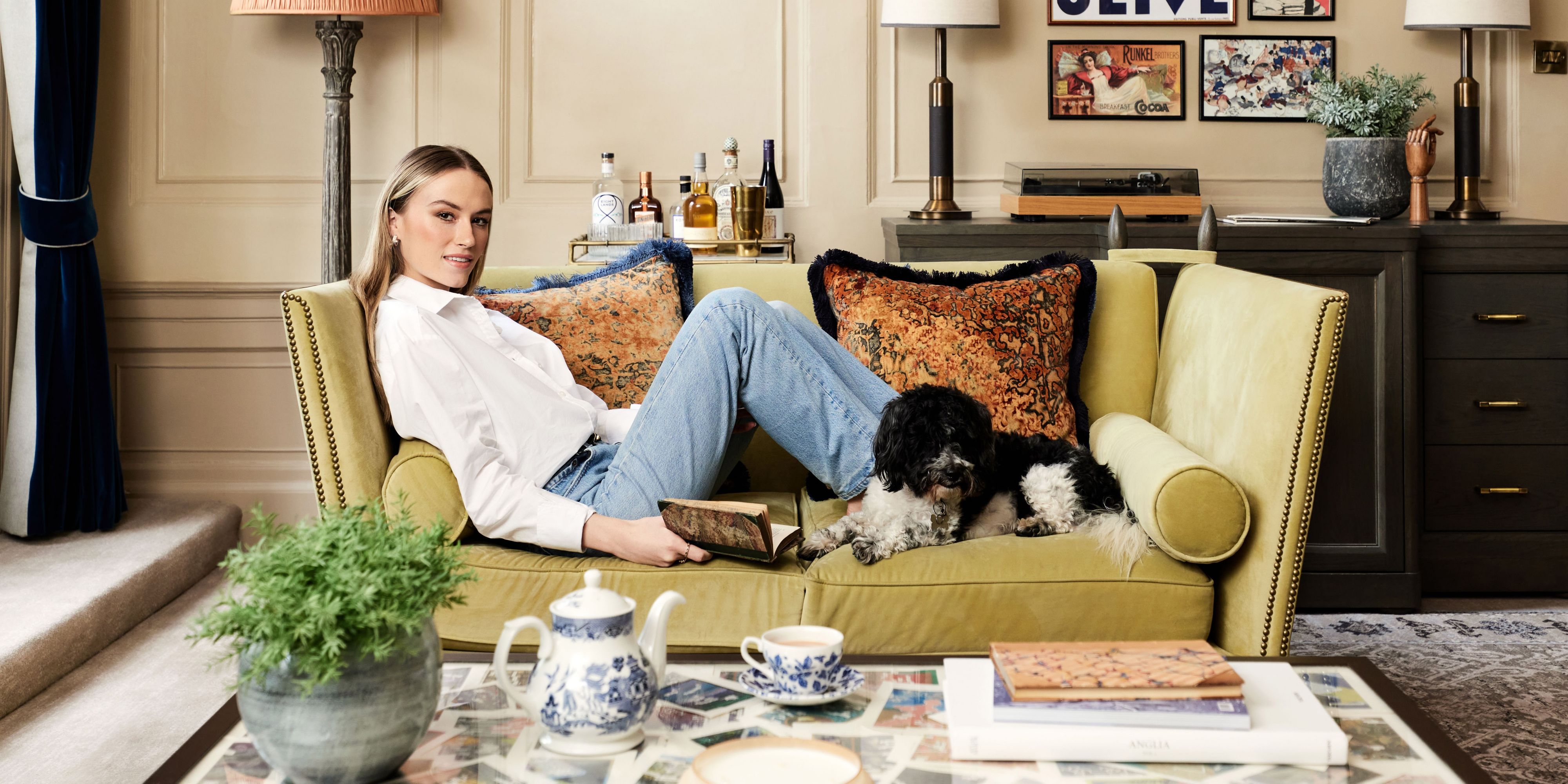 Woman relaxing on a nice couch