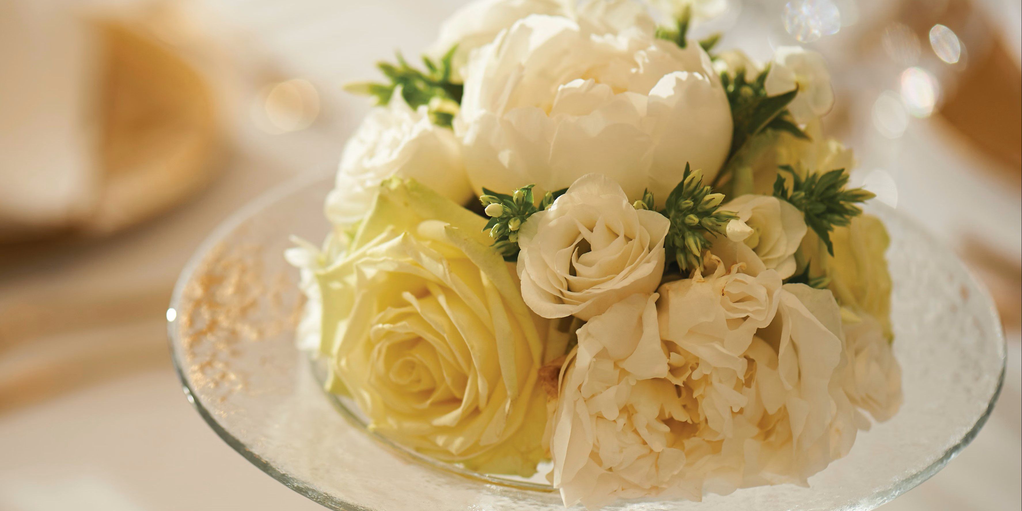 A bouquet of white wedding flowers