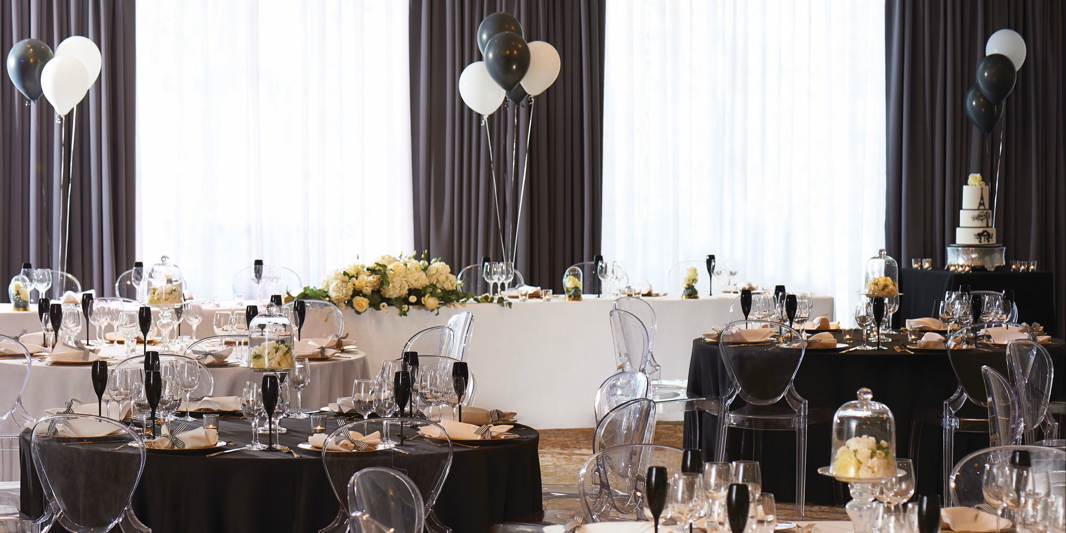 Dining tables made up for a wedding