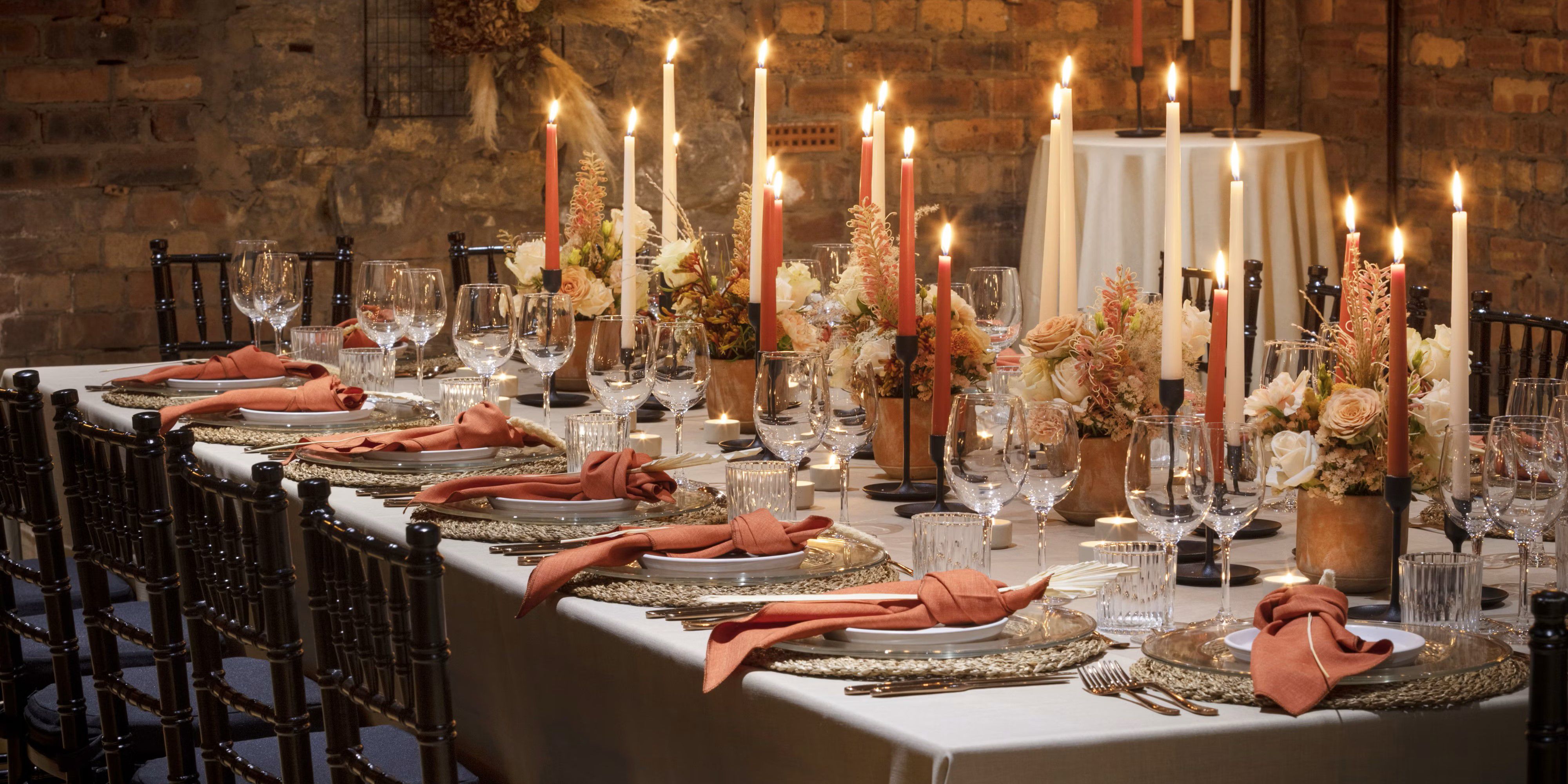 Fine dining room with lit candles