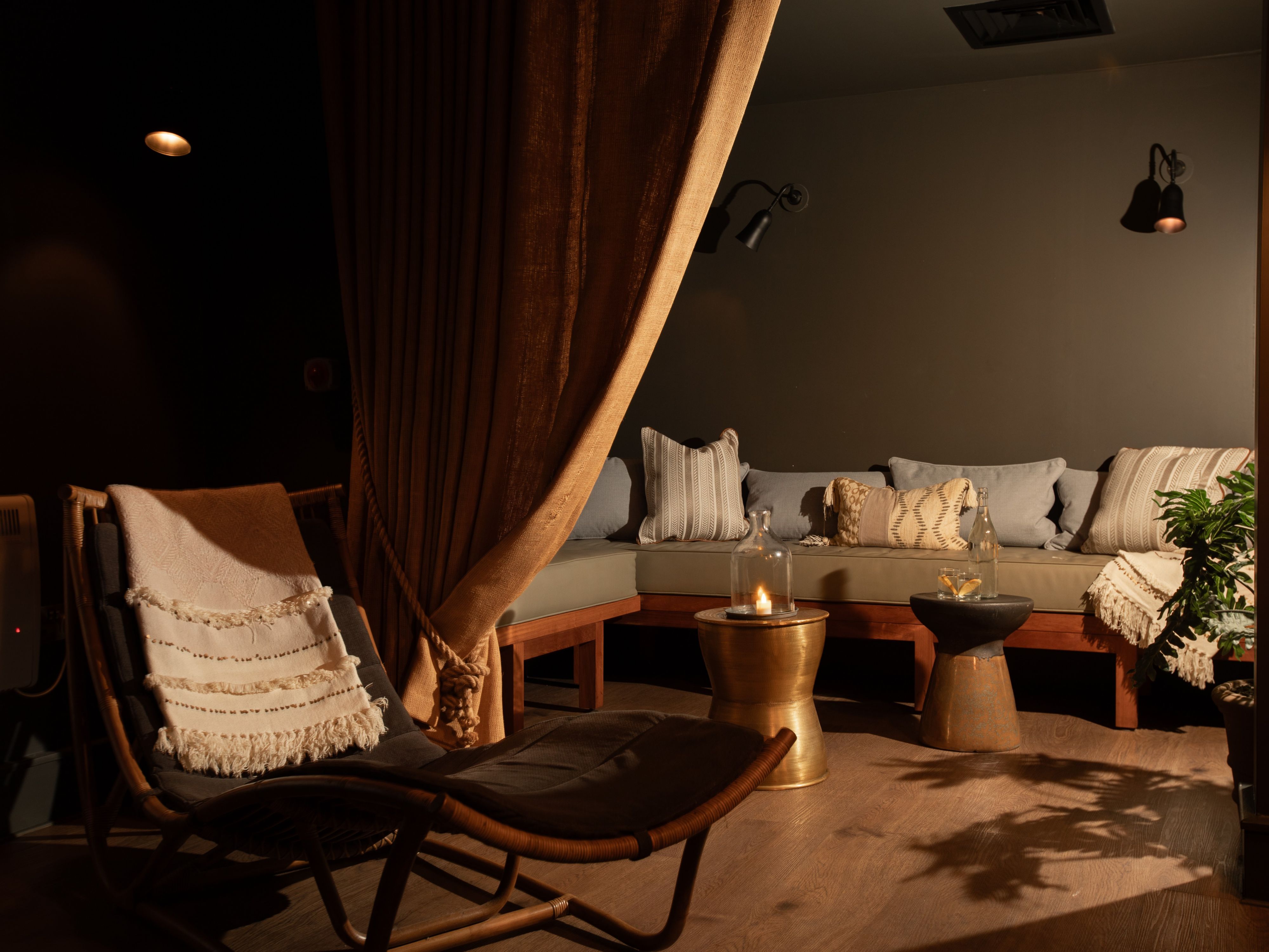 Relaxing couch area in spa