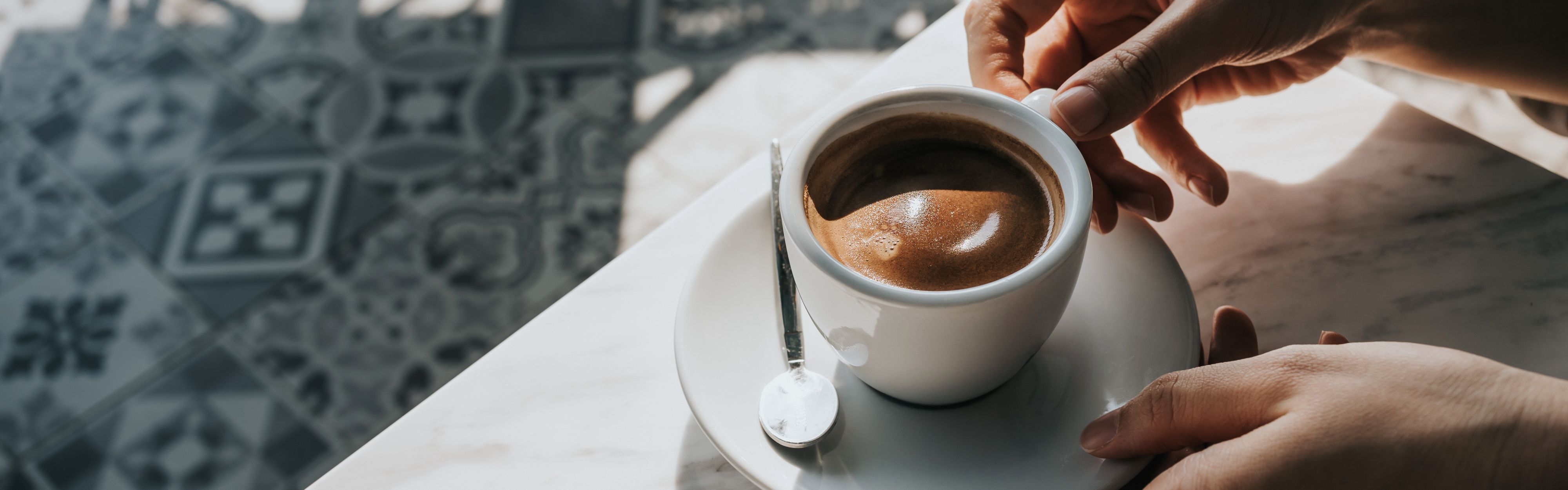 Cup of espresso at cafe.