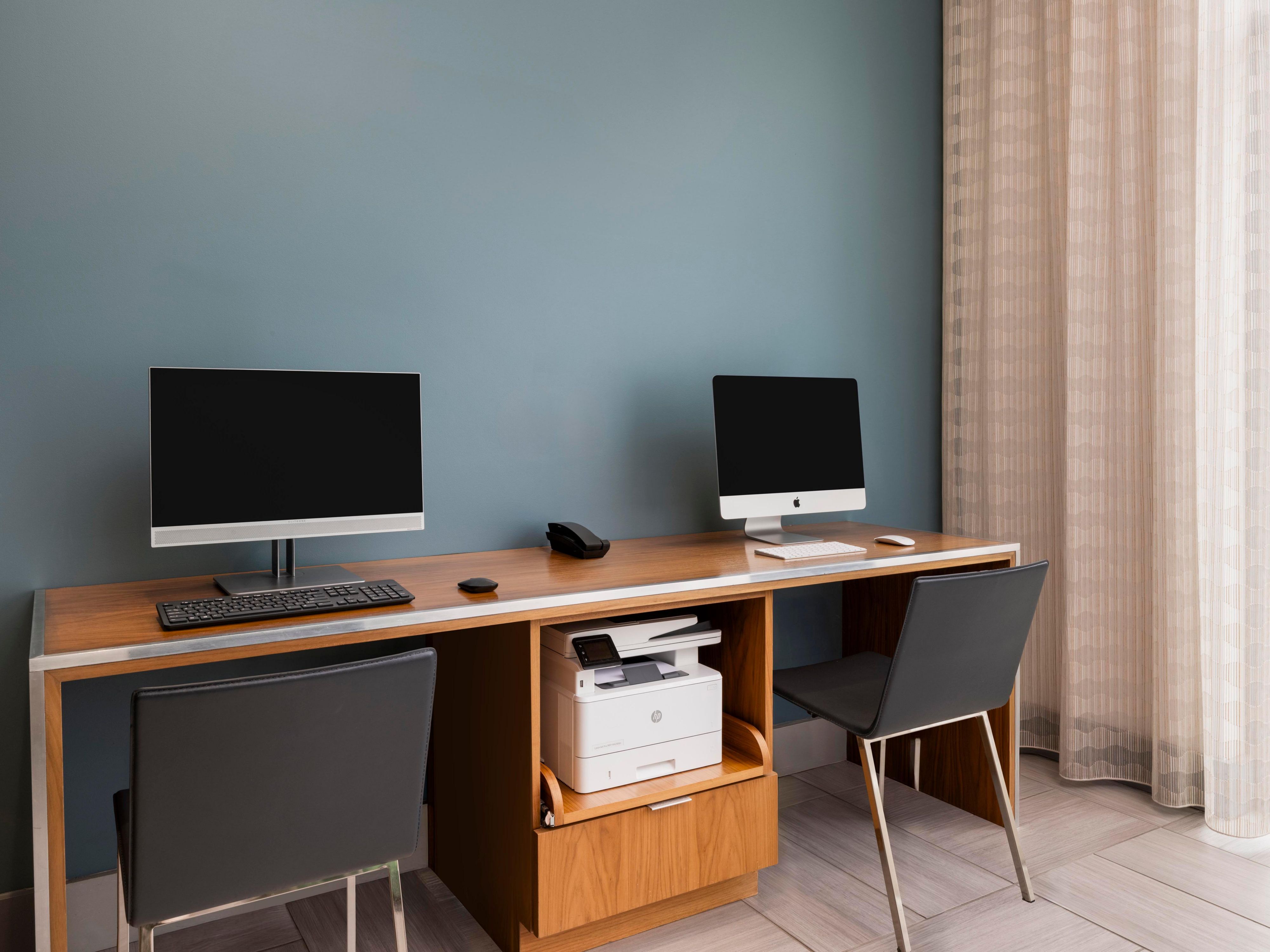 Business center with desktop computer