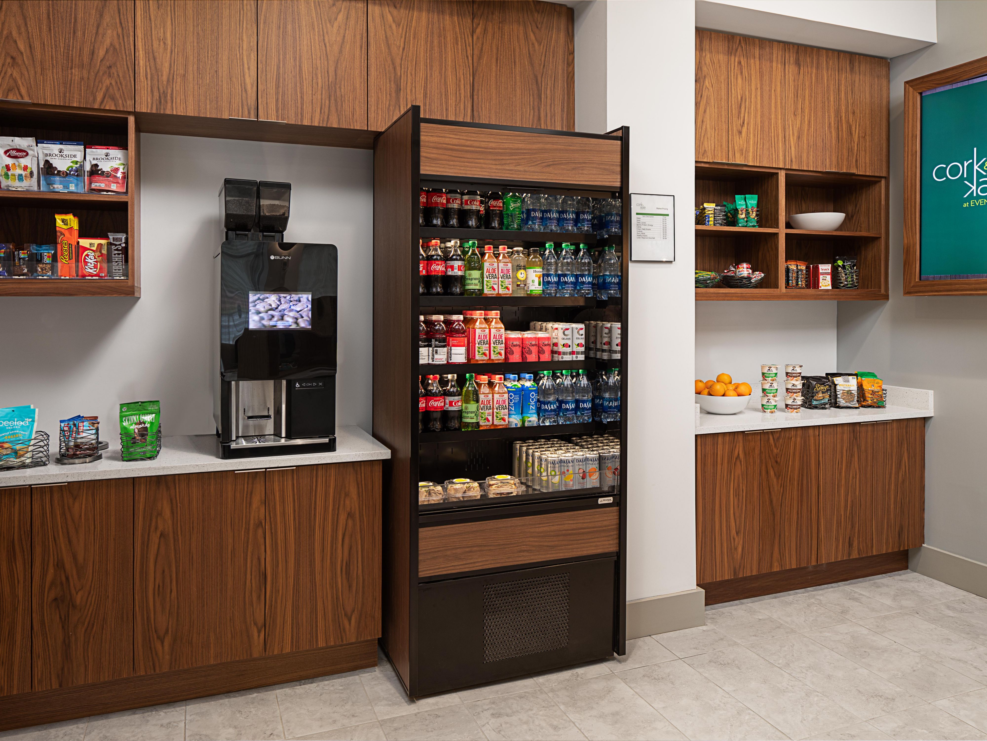 Marketplace with snack and beverage options