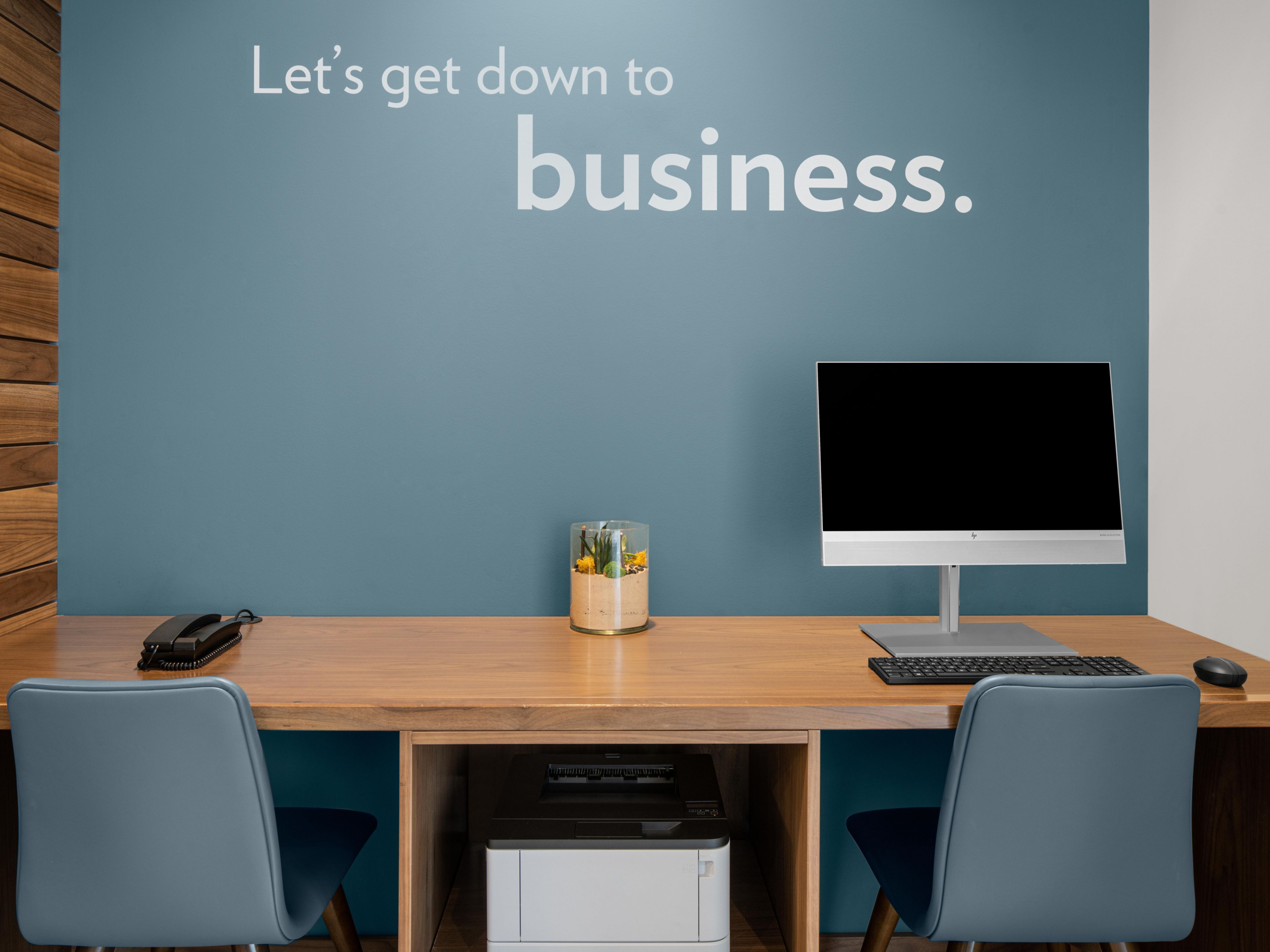 Business center with desktop computer