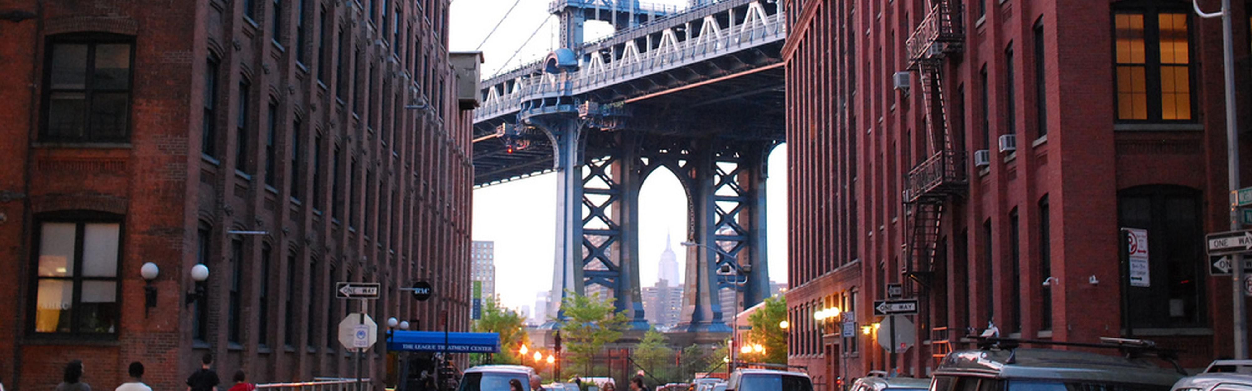 Dumbo NYC with views of the Brooklyn Bridge