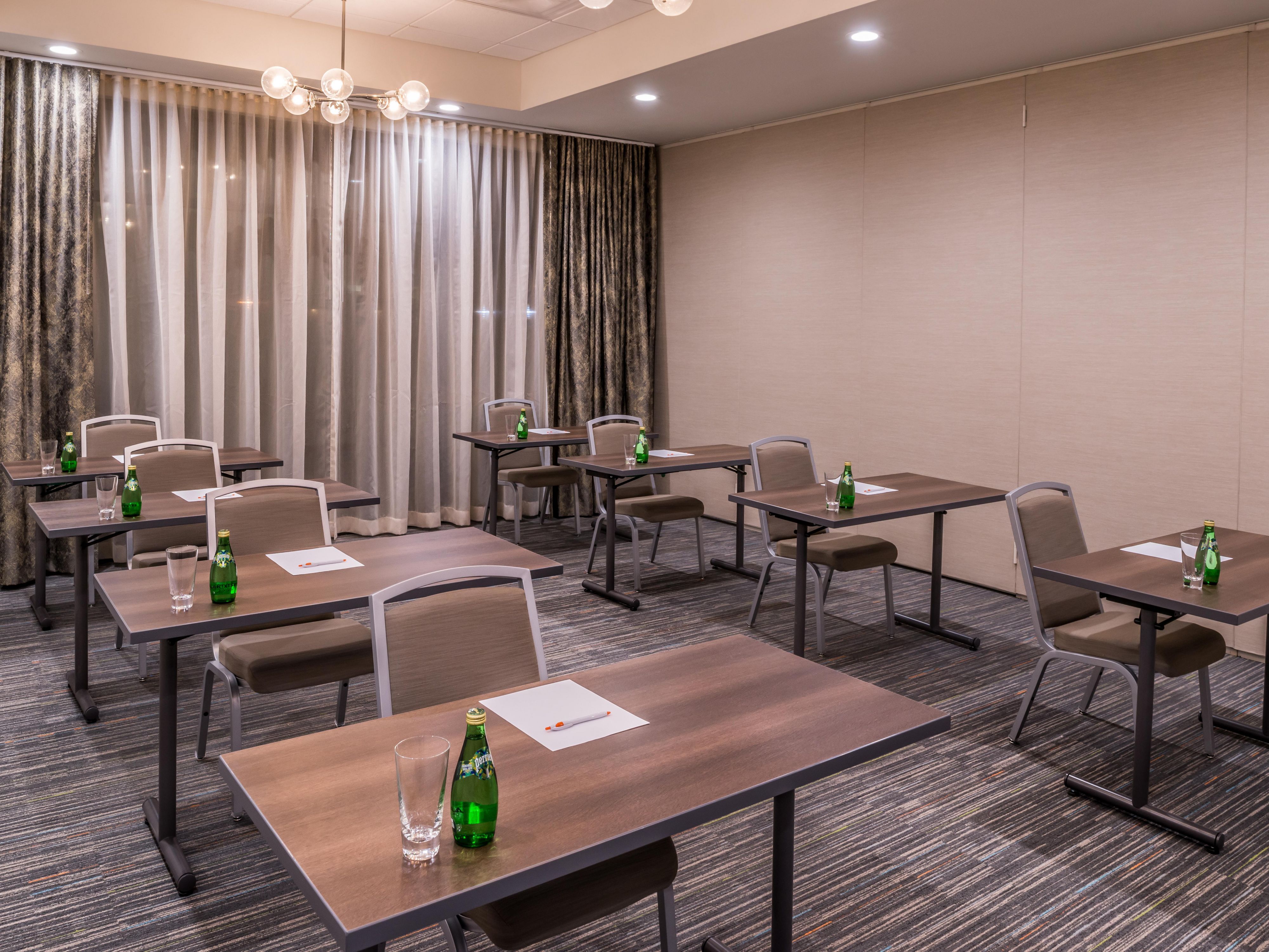 Conference room with tables and chairs