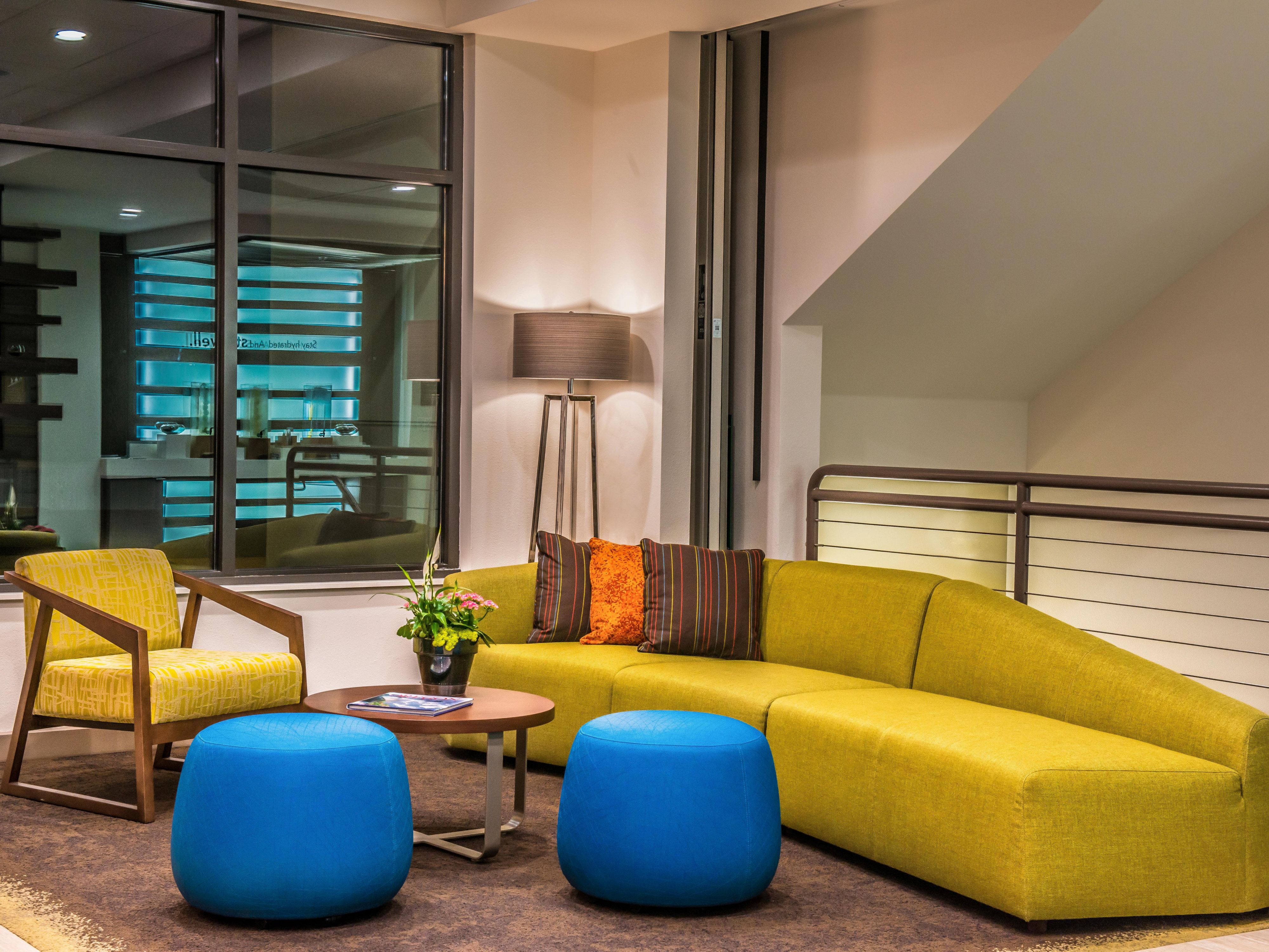 Sit and relax in our modern hotel lobby.