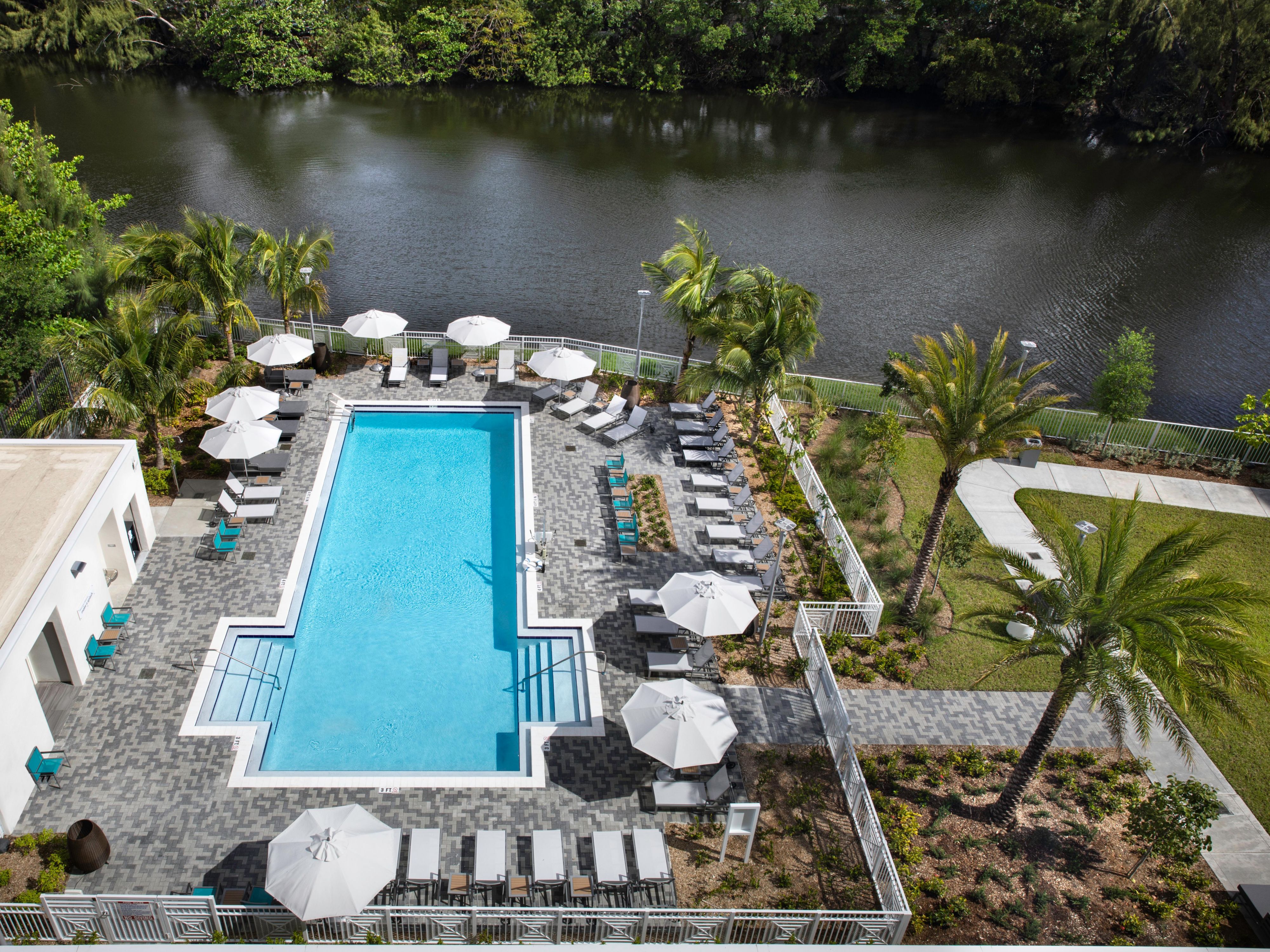 Expansive on site pool at our Miami Airport hotel