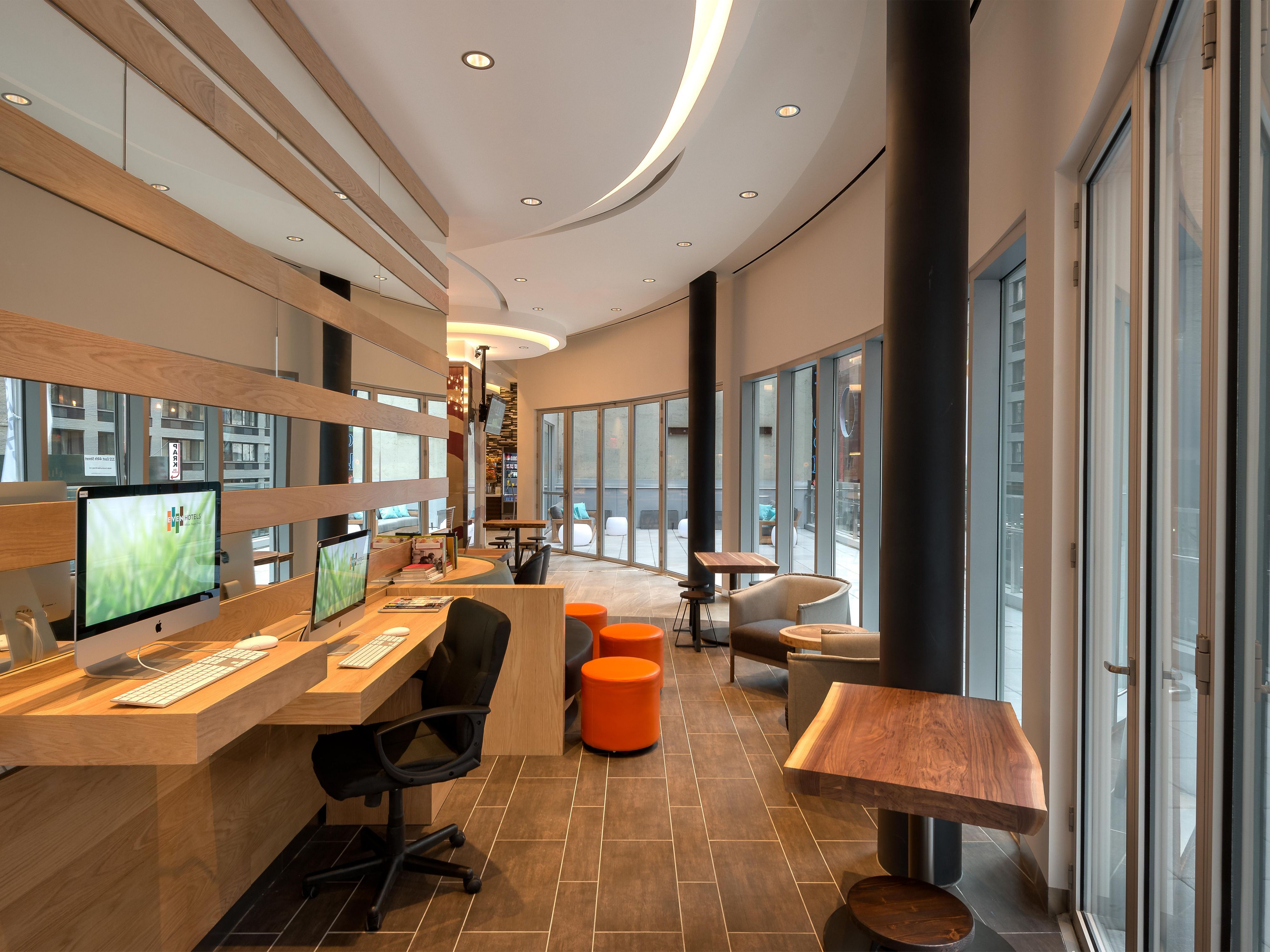 Business center with desktop computer