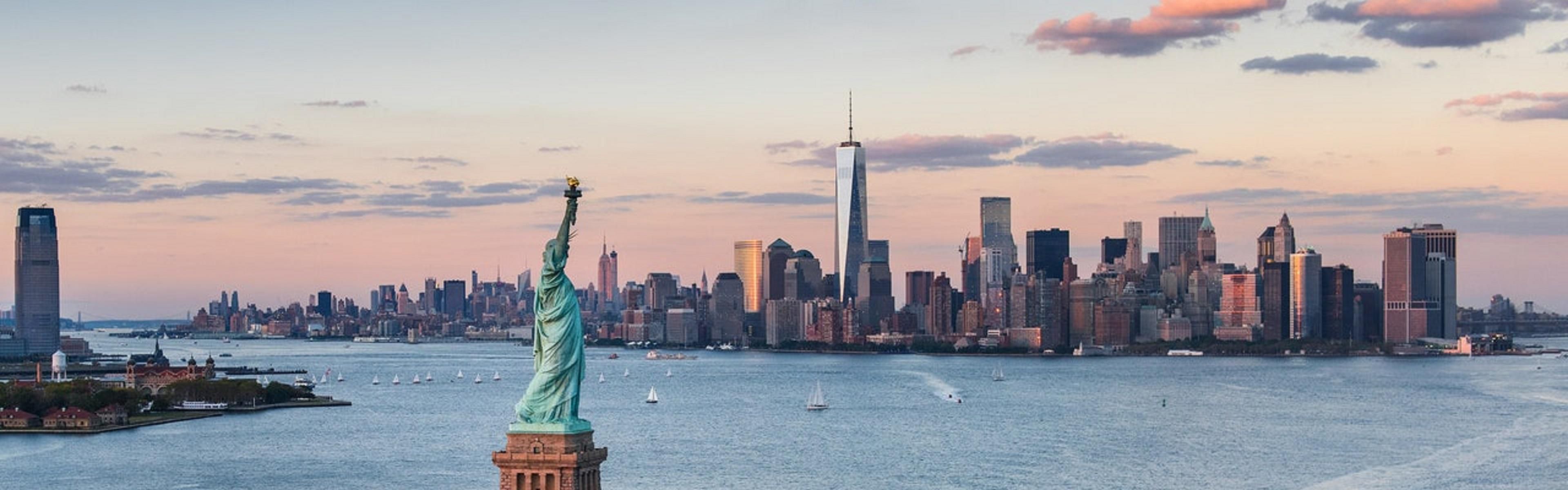 Statue of Liberty with a view of the city