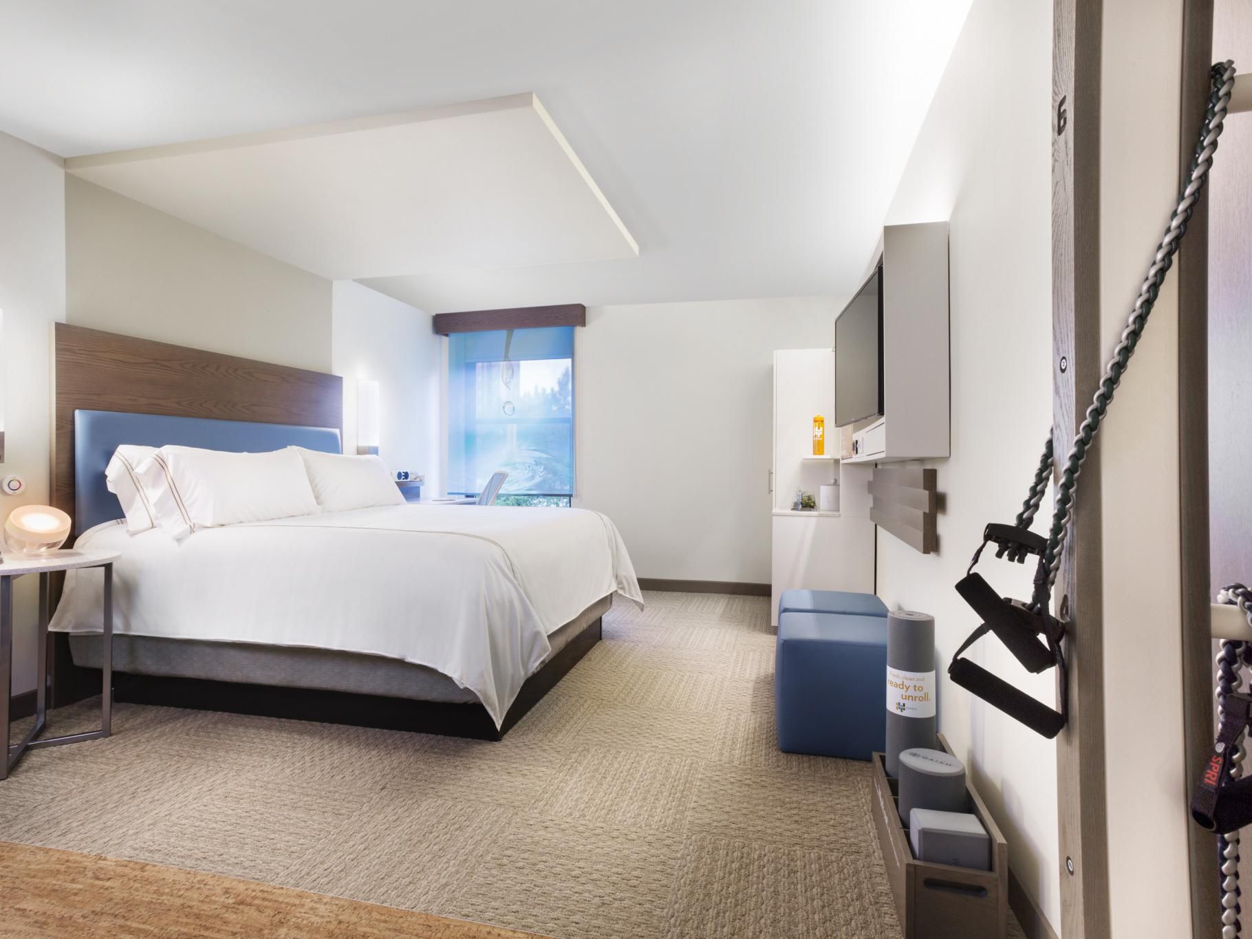 Maintain your workout routine with our in-room fitness equipment.