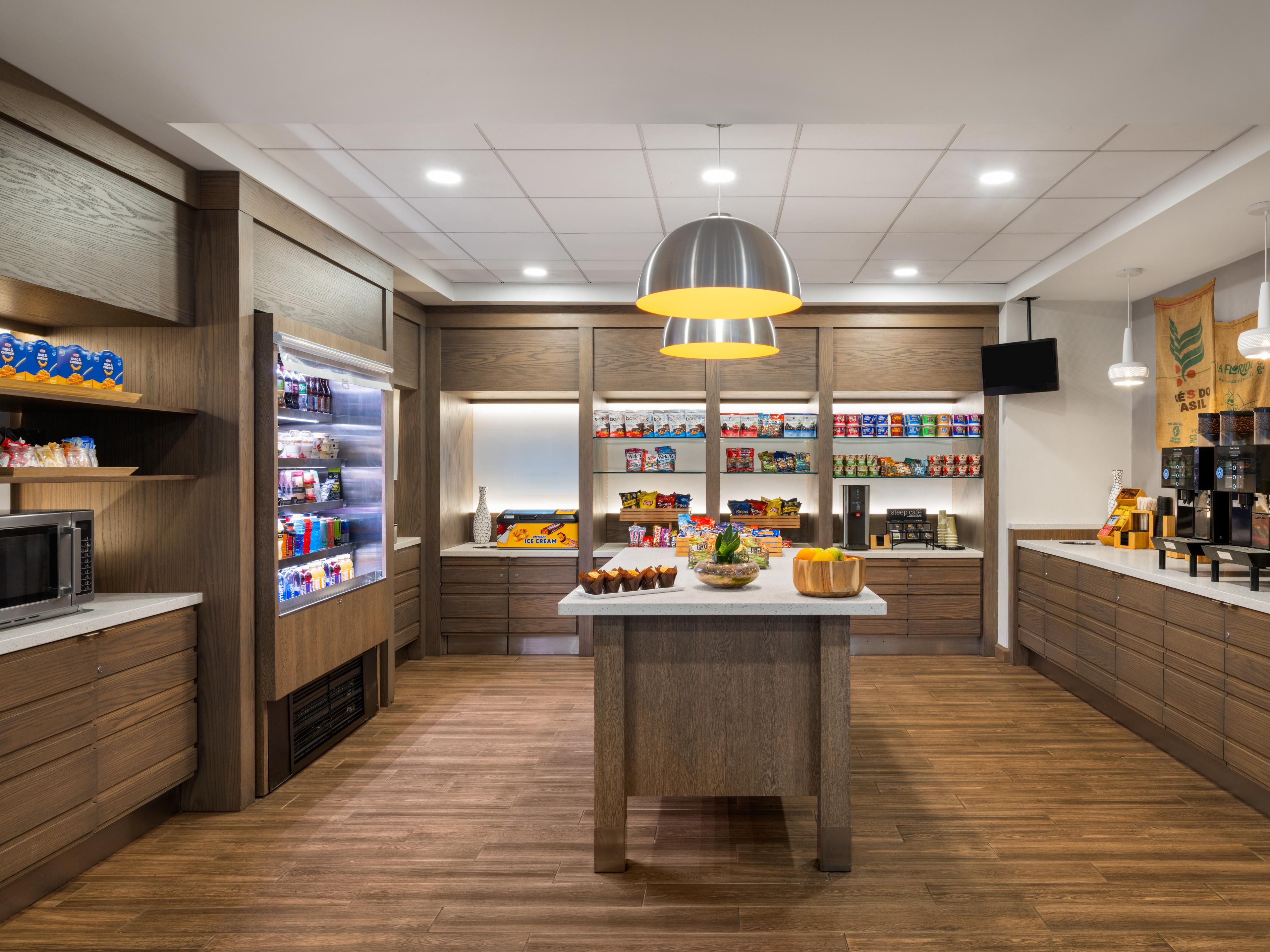 Marketplace with snack and beverage options