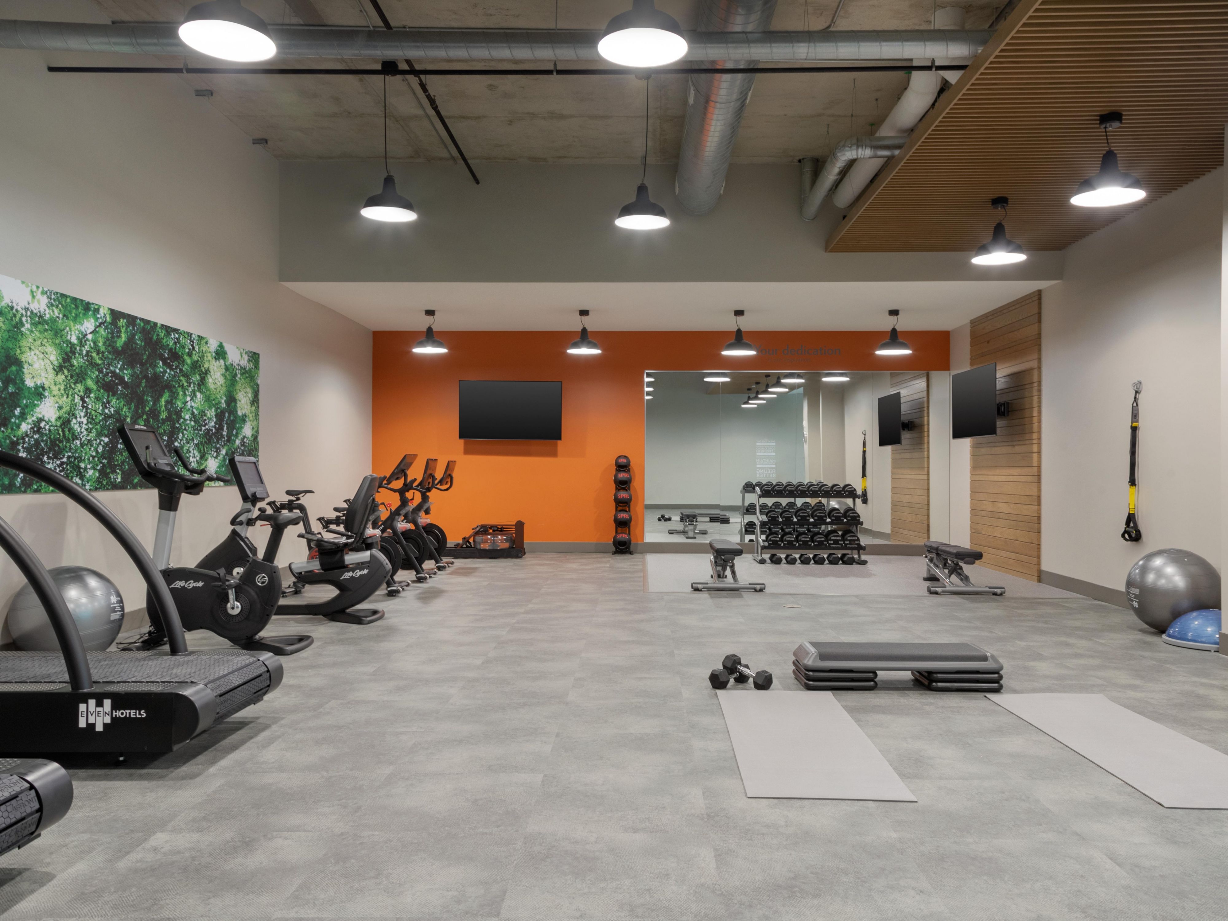 On-Site fitness center with treadmills and stationary bikes
