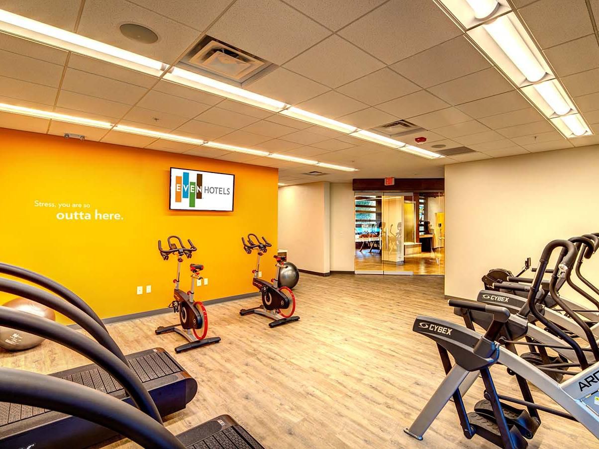 Stay on track with your fitness goals in our expansive 1,200 sq ft fitness center, complete with modern workout equipment, stretching areas, and a motivating wellness environment.