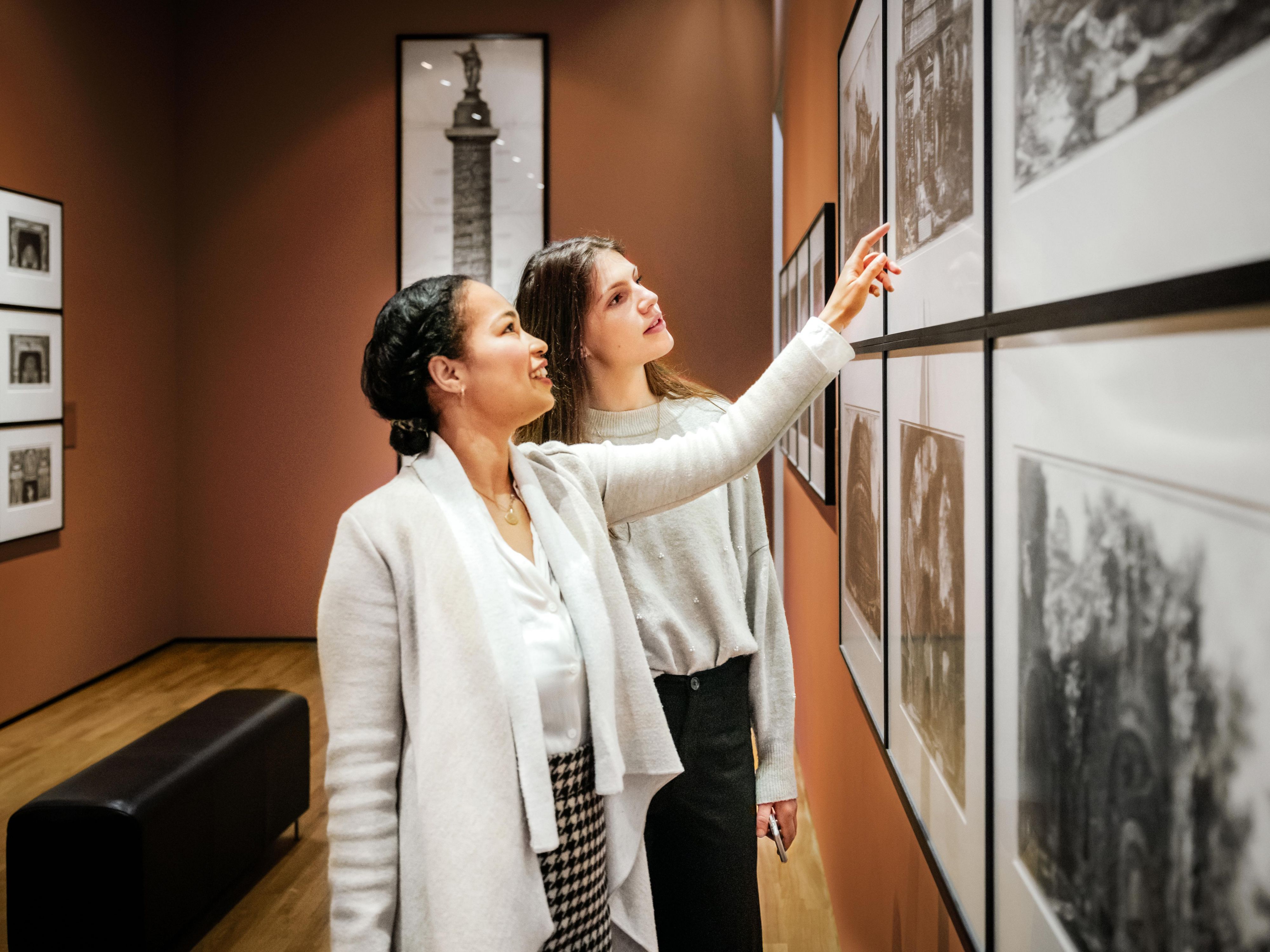 Guests enjoying art at a museum