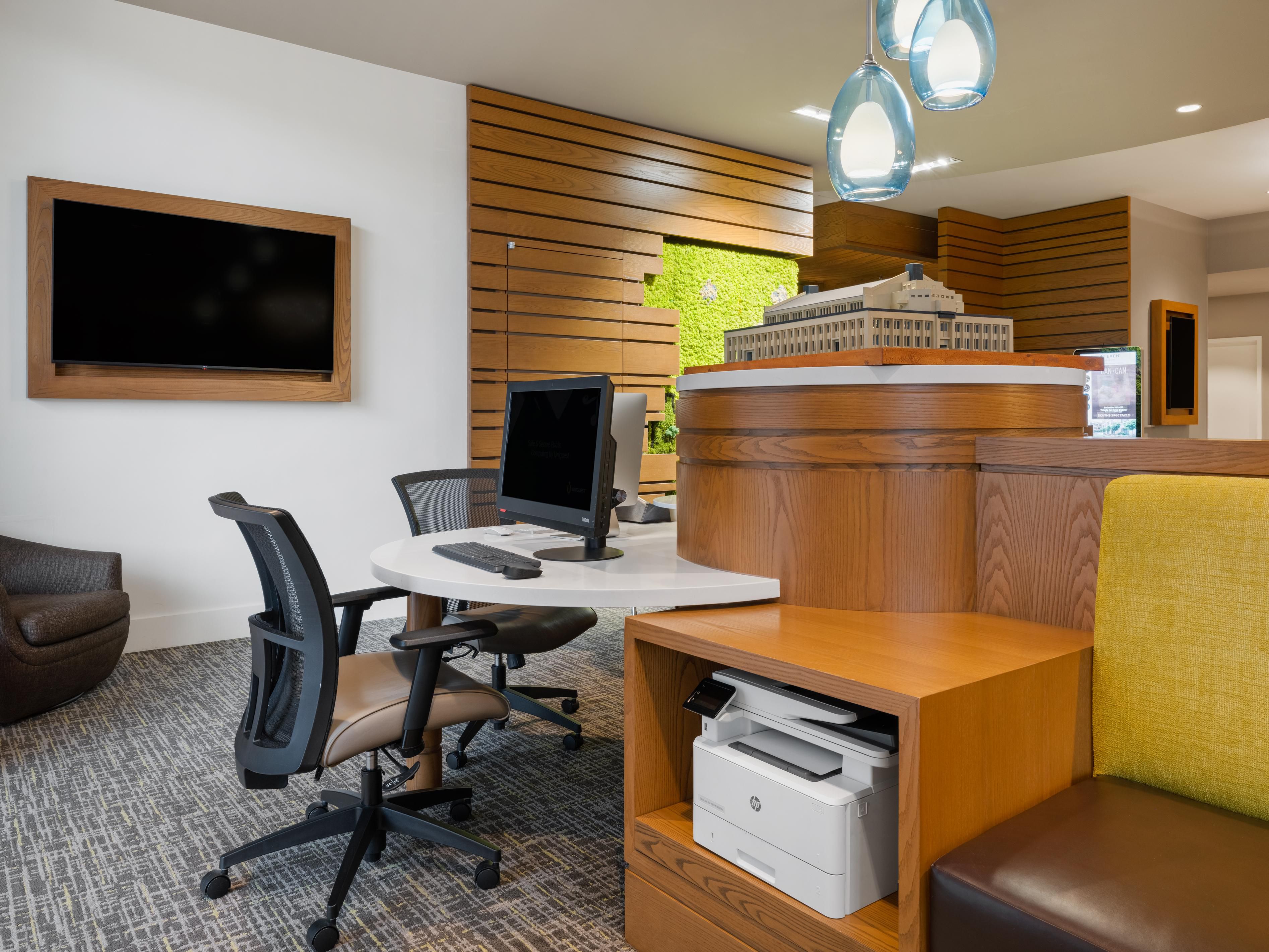 Business center with desktop computer