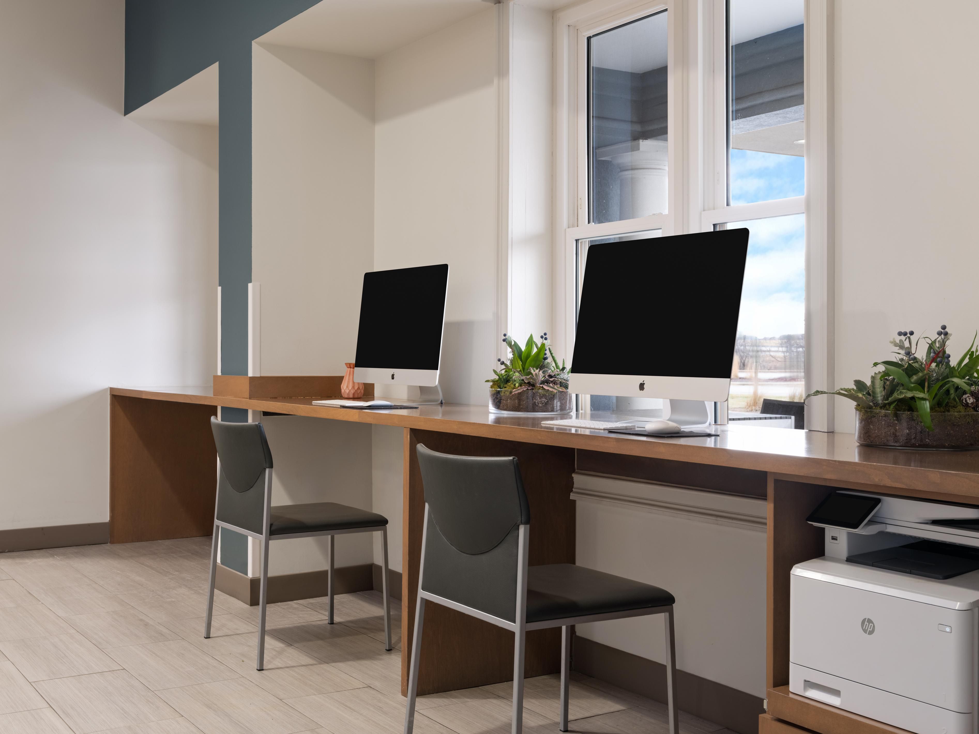 Business center with desktop computer