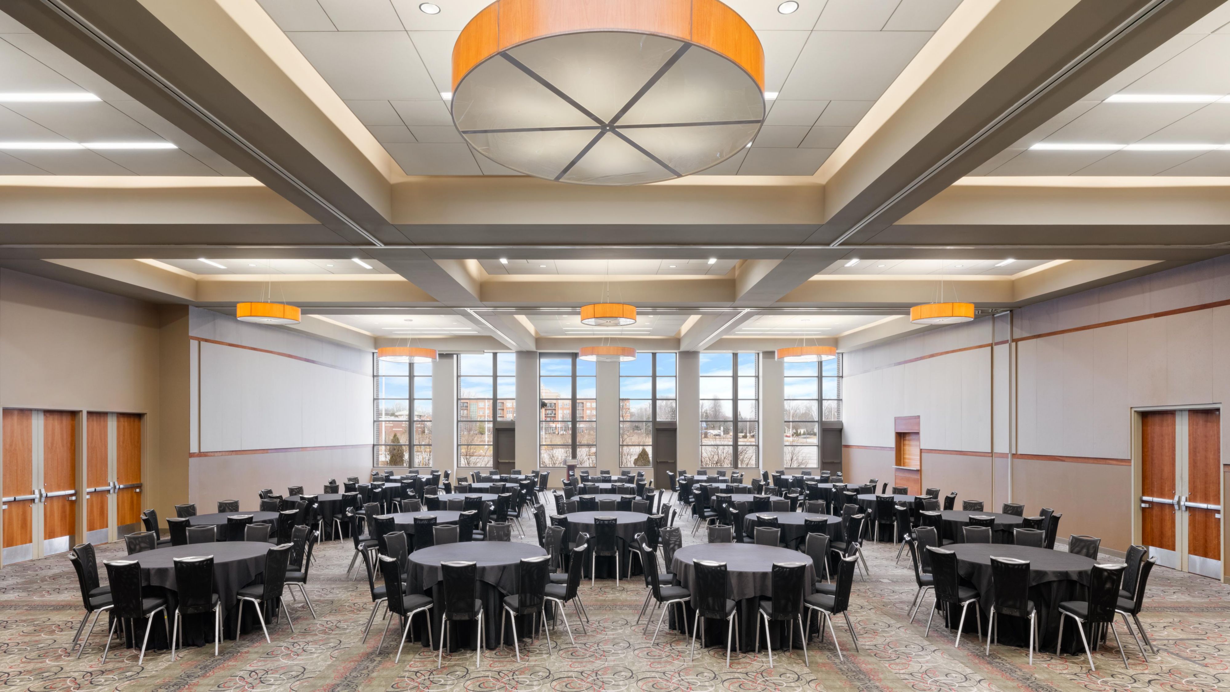 Large exhibition room with plenty of seating