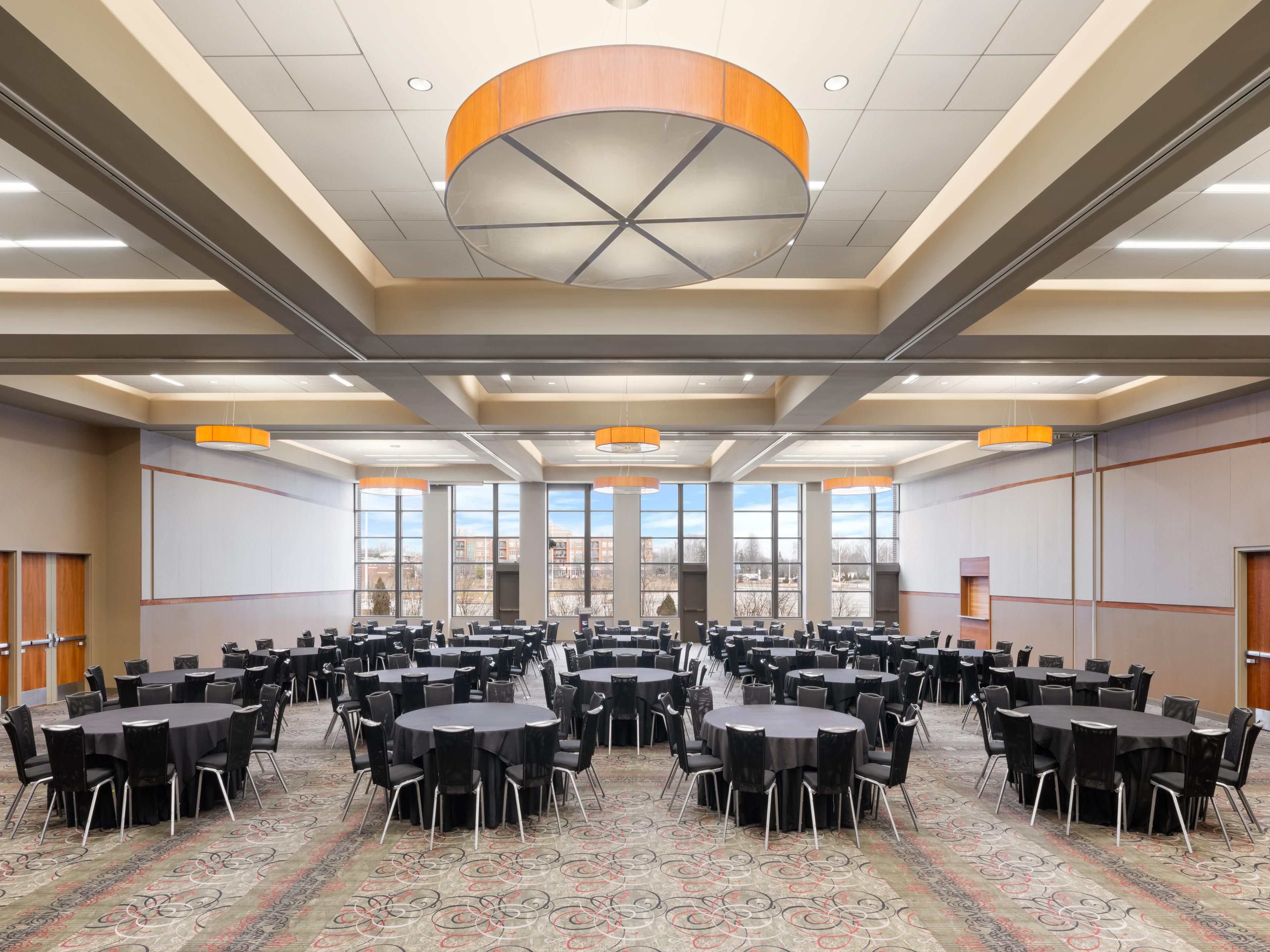 Event space set up with tables.