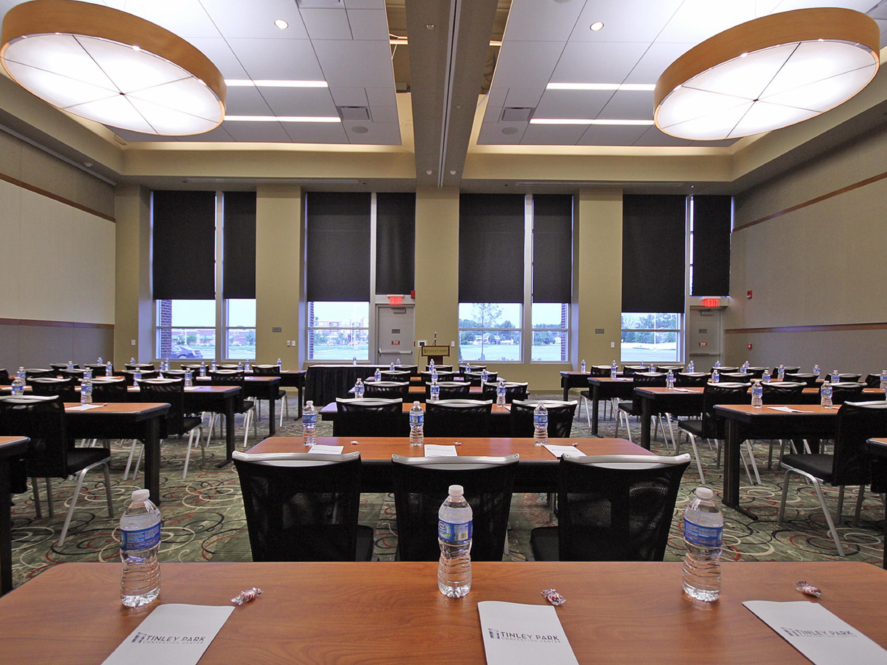 Event space set up with tables.