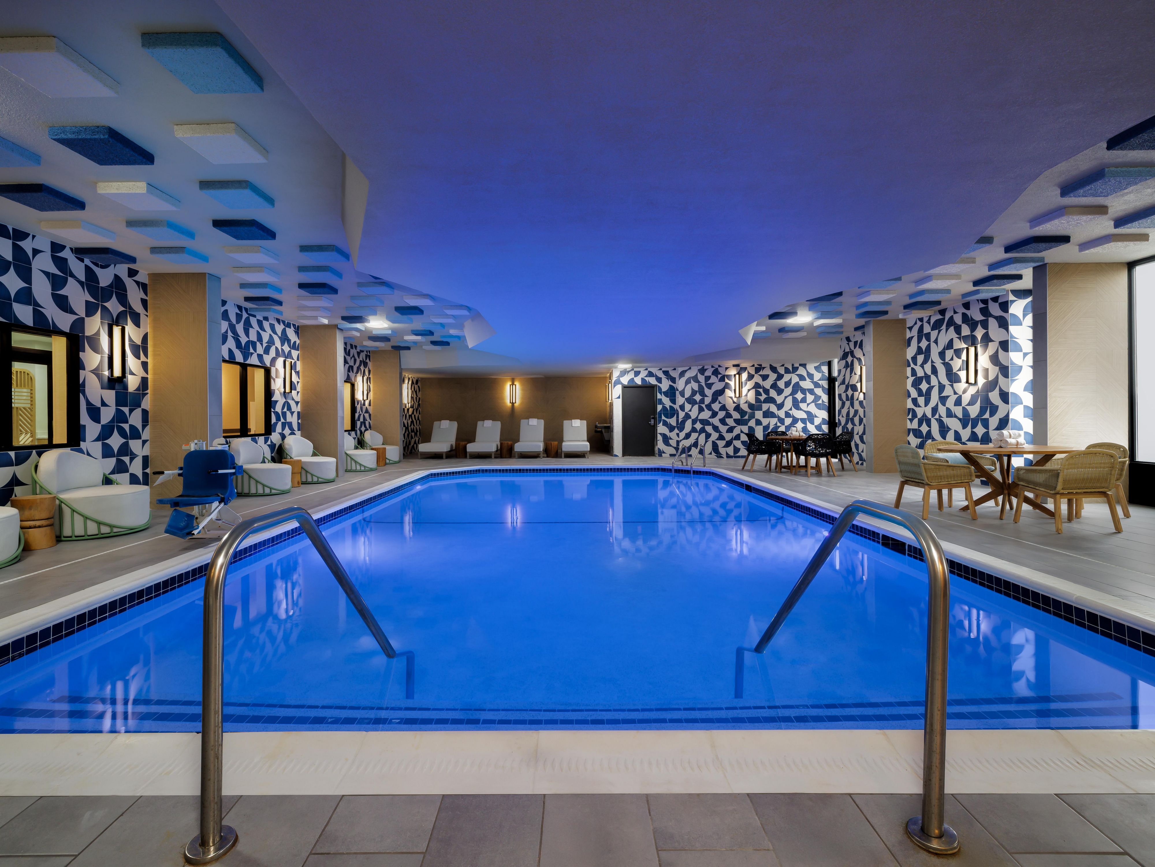 Find relaxation in every season at EVEN Hotel Detroit North - Troy. Dive into the heated indoor pool year-round, then unwind on the outdoor patio, perfect for soaking up the sun in warmer months or enjoying crisp, fresh air. This seamless blend of indoor comfort and outdoor charm offers a refreshing escape no matter the weather.