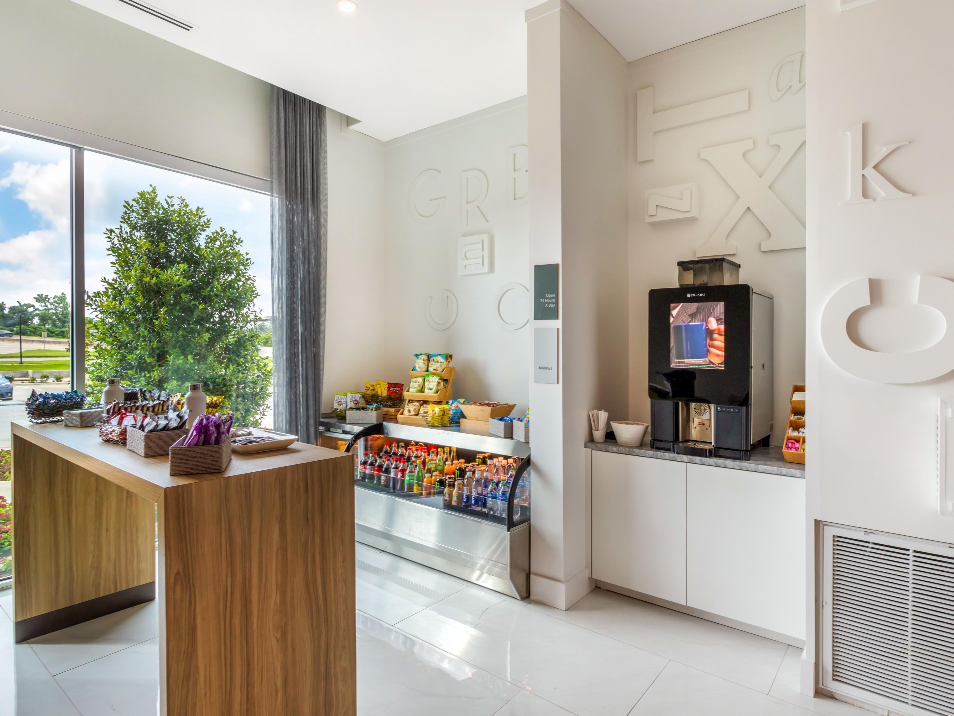 Marketplace with snack and beverage options