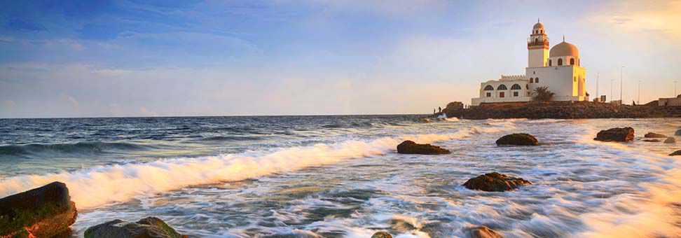 View of Jeddah shore with lighthouse 