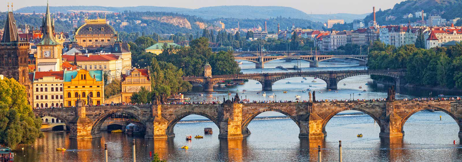 View of Prague and 4 bridges