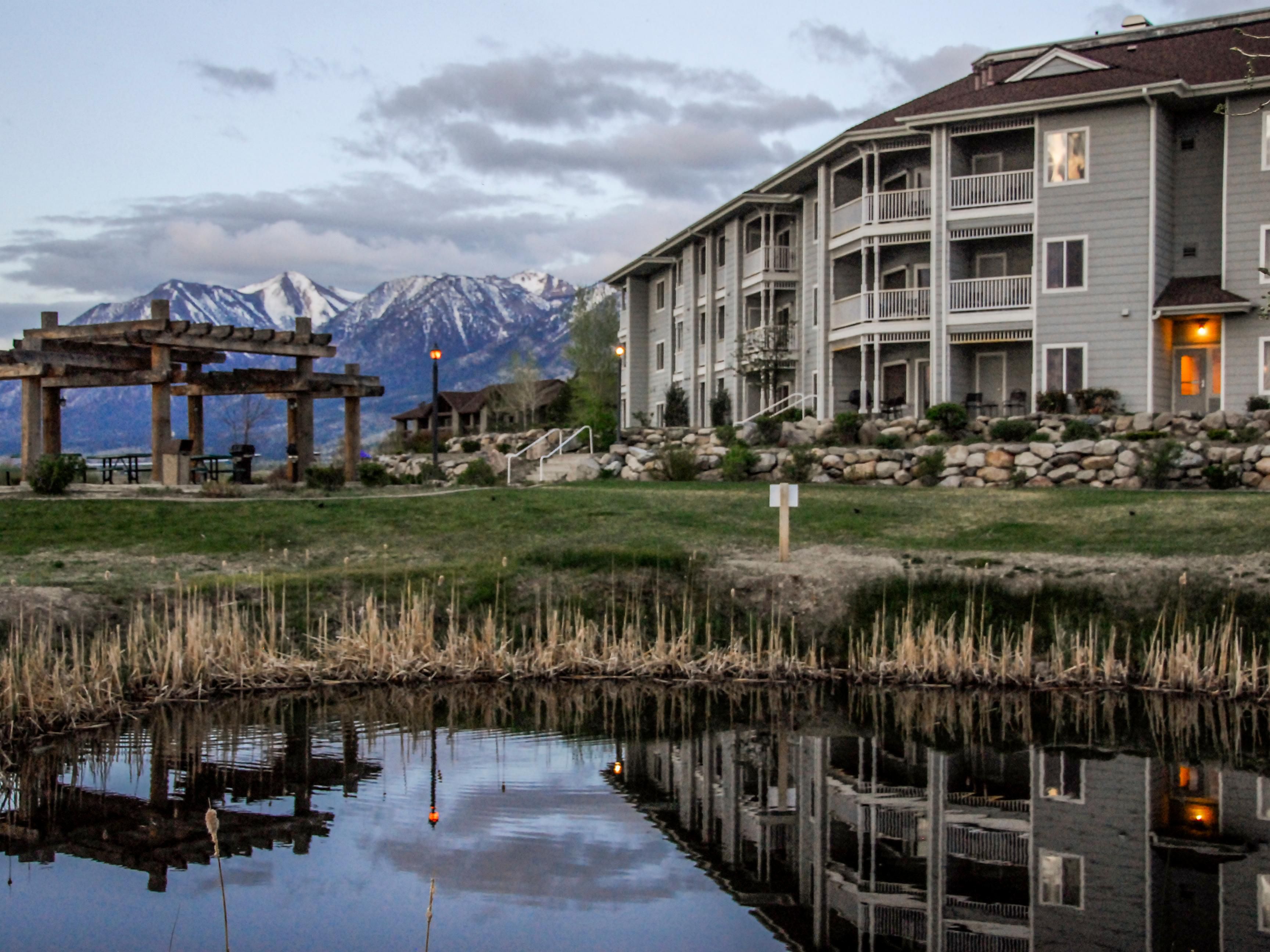 View of hotel by the lake