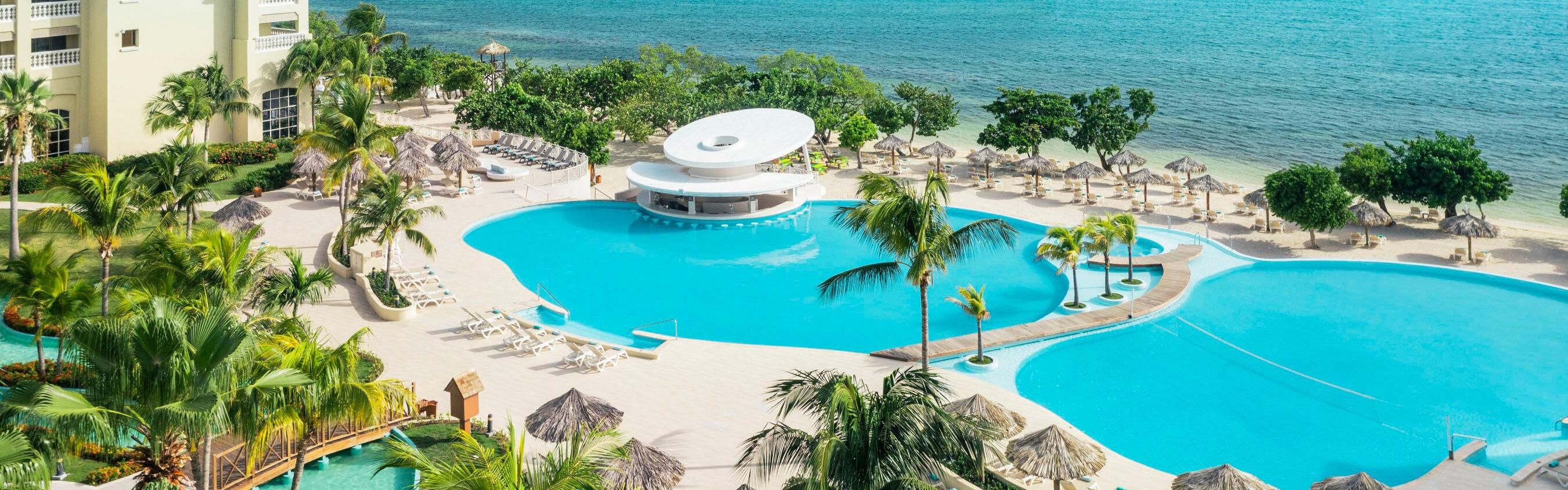 View of swimming pool at resort in Jamaica
