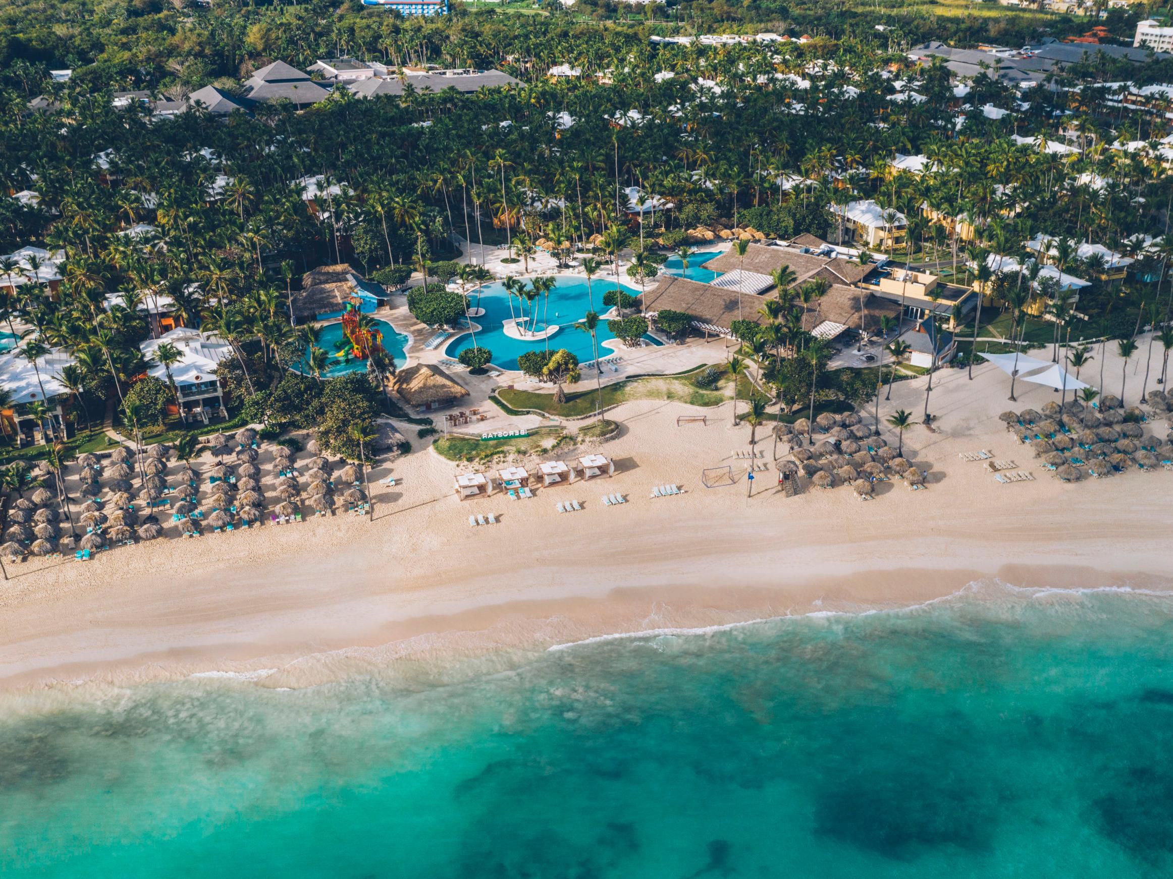 View of beach and resort from above