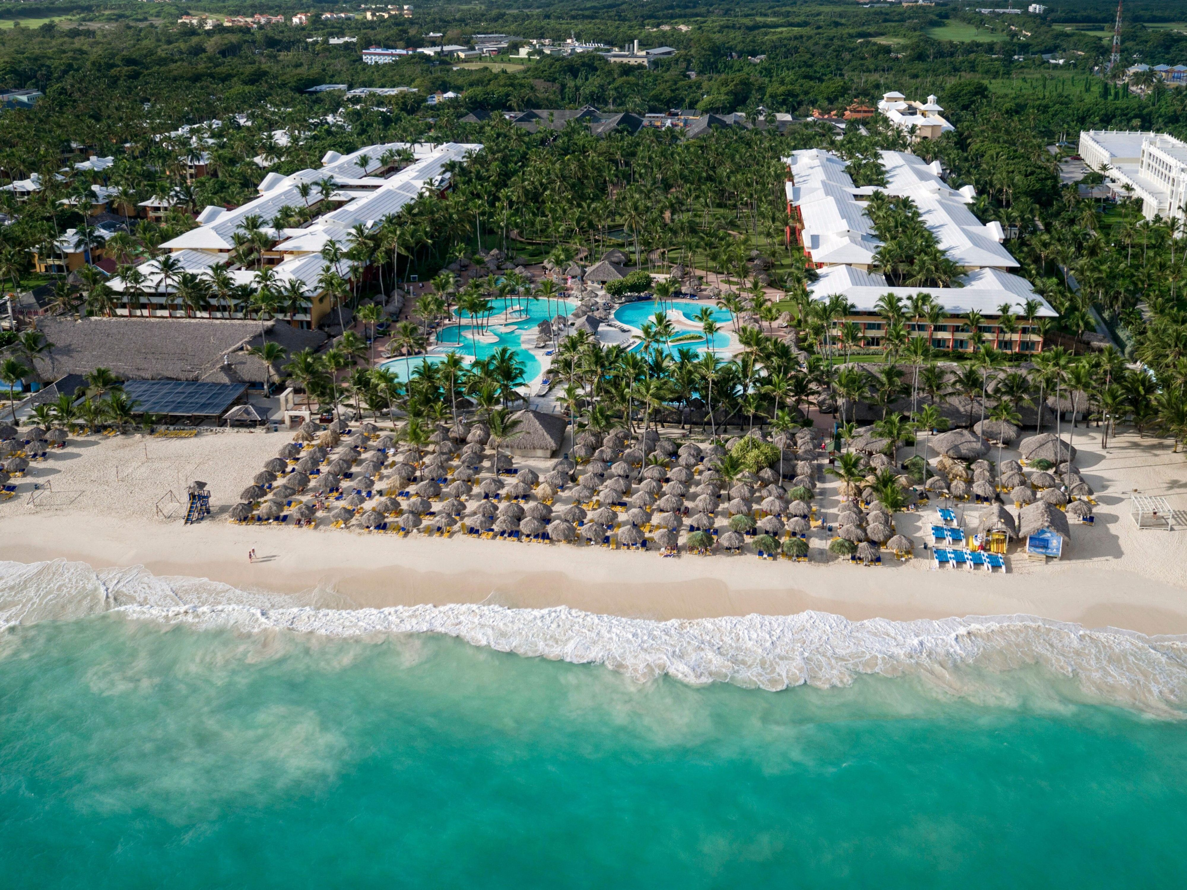 Aerial Resort view of beach and pool areas
