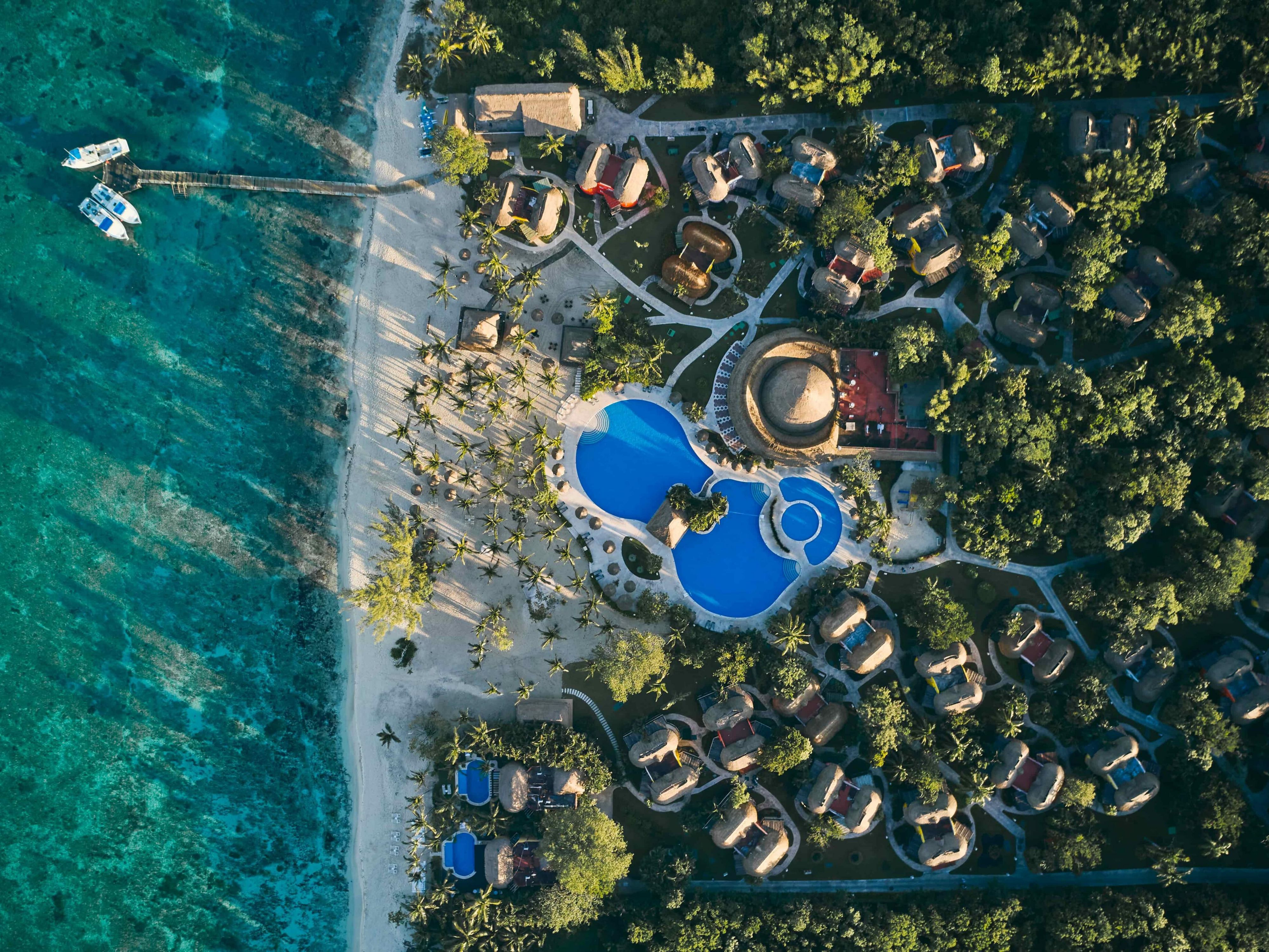 Aerial view of resort and beach