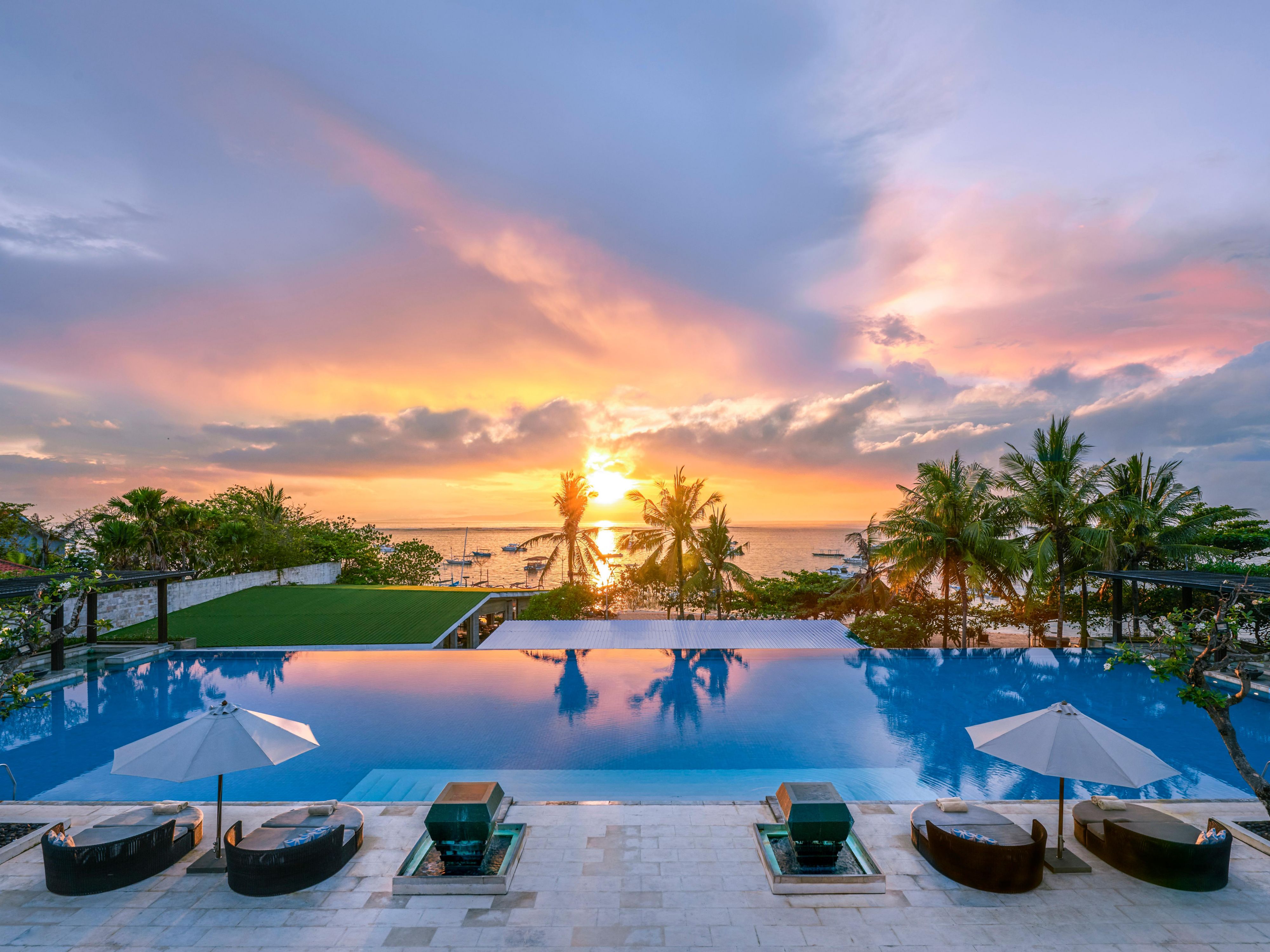 Sunset by the pool