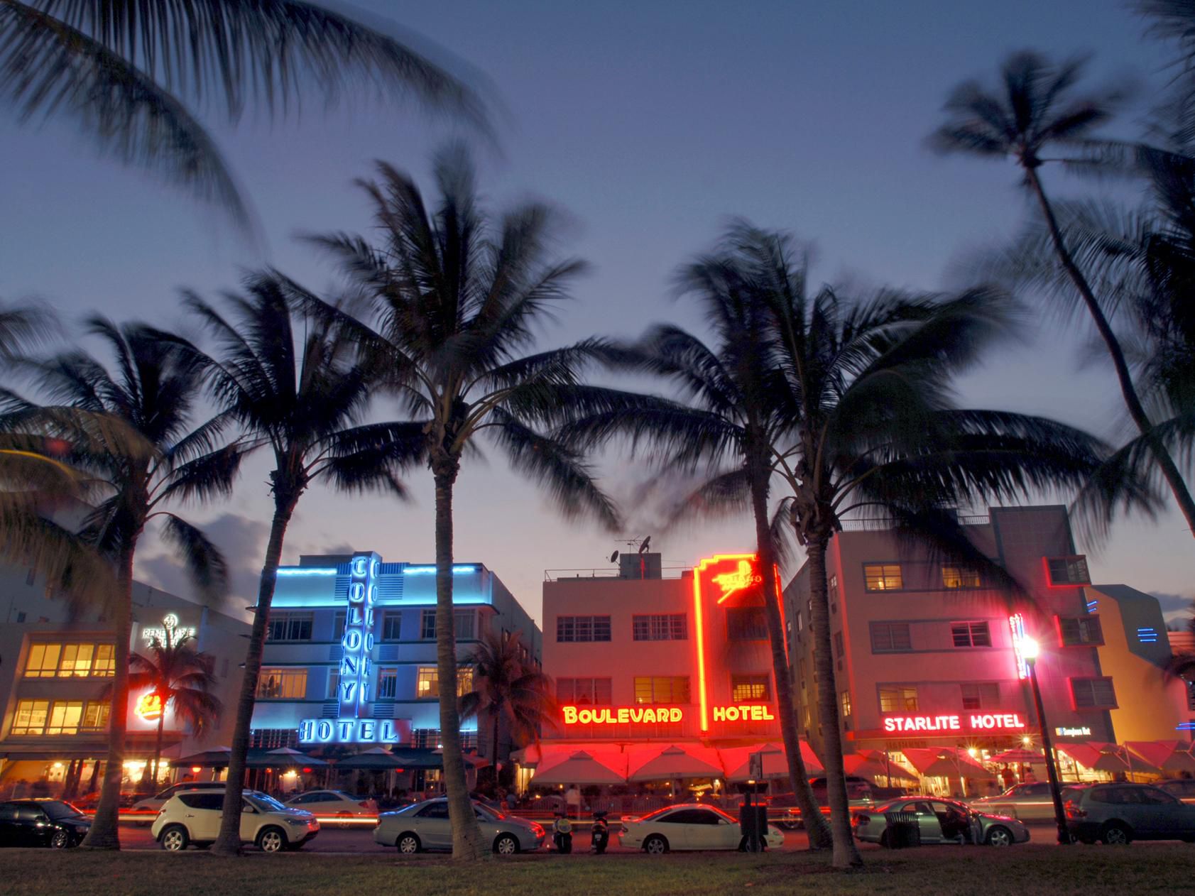  Downtown Miami Strip at night