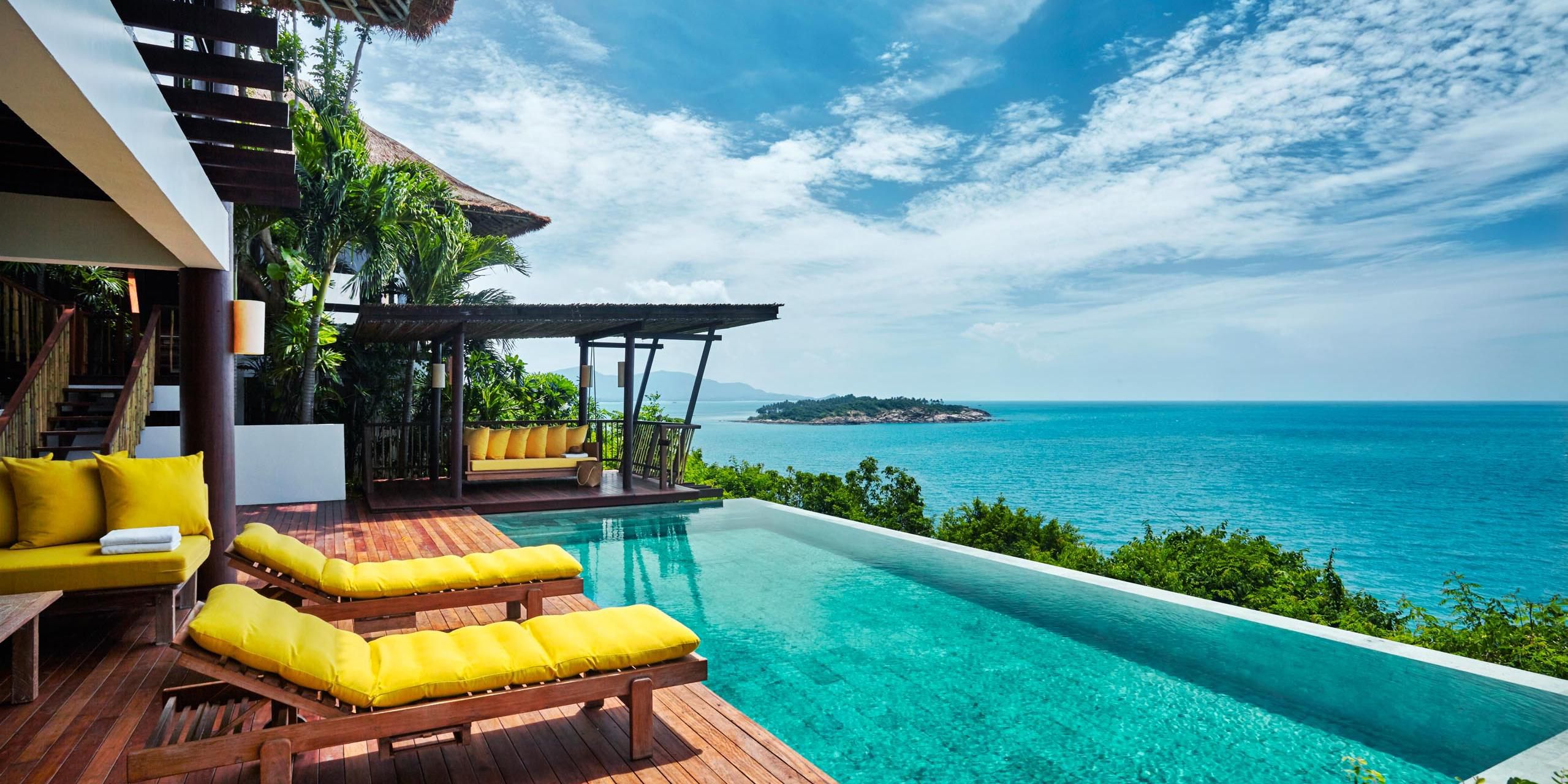 View of guest room with veranda and private plunge pool on Thailand's Koh Samui