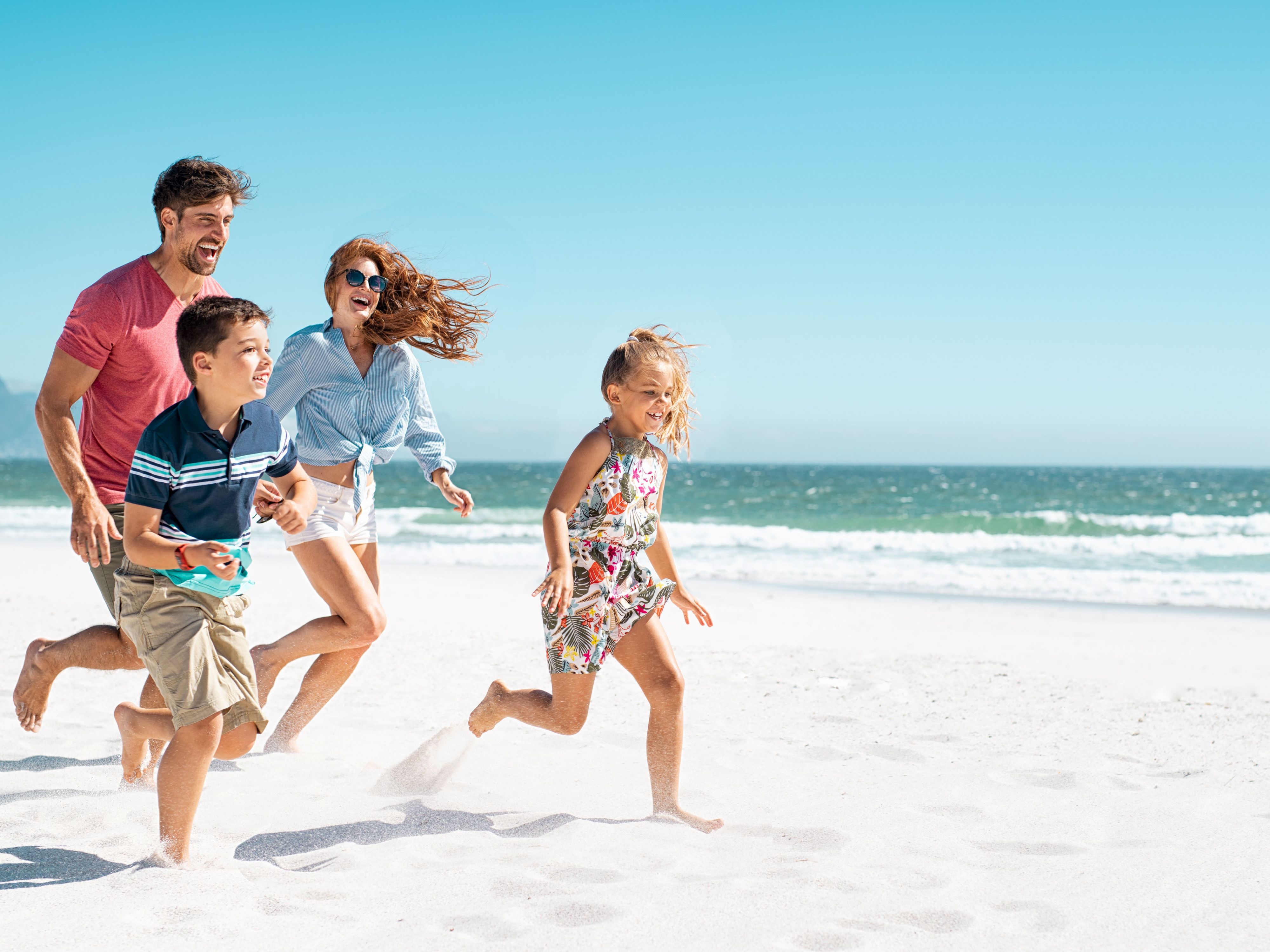 family on beach