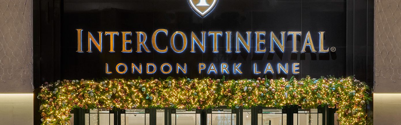 Exterior of hotel during holiday season