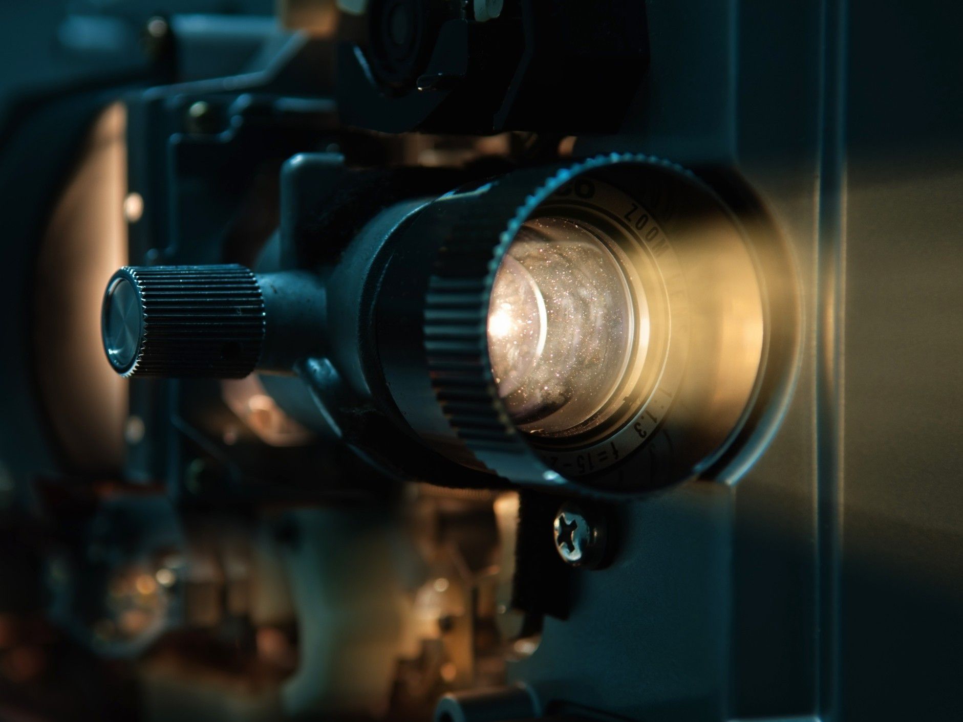 Closeup of a film camera lens