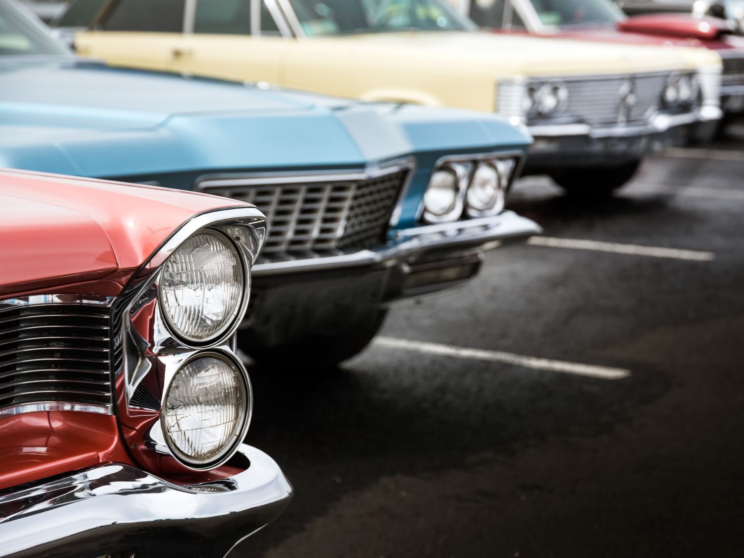 vintage cars lined up
