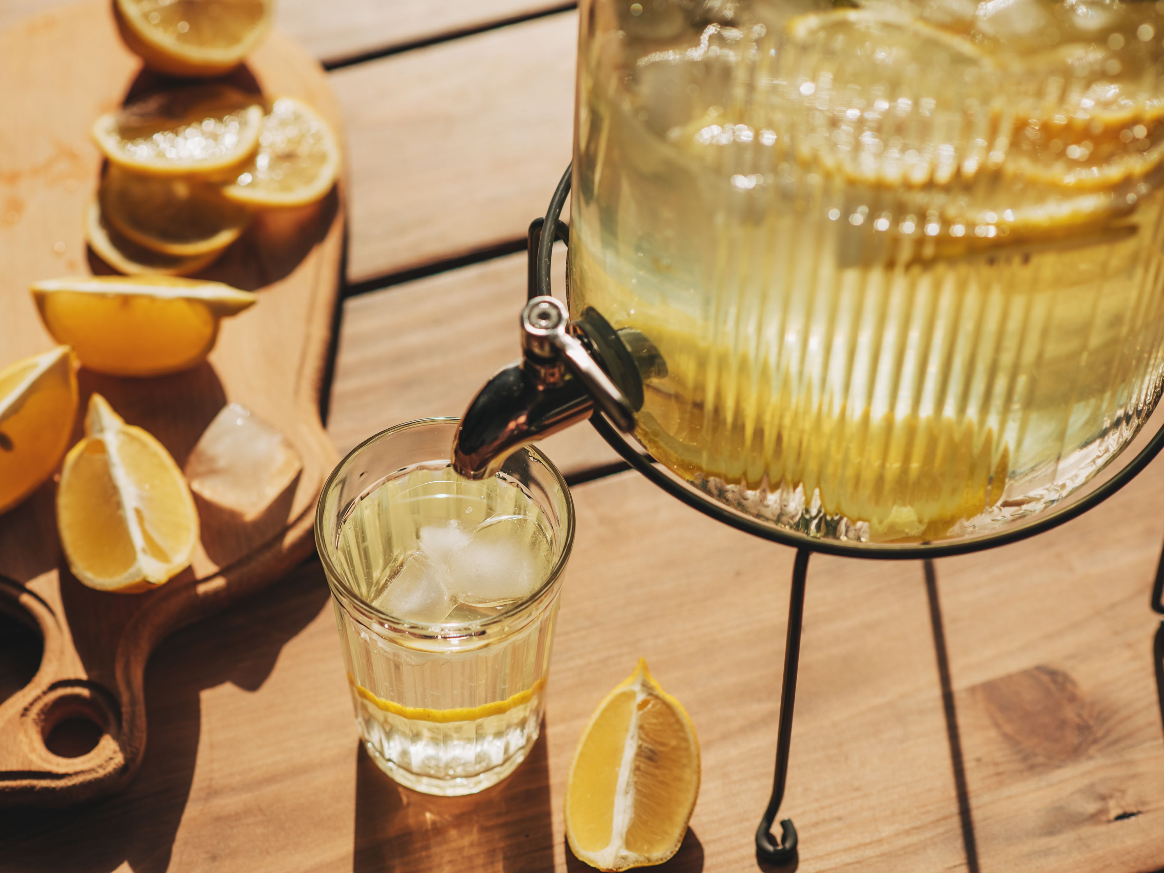 Fresh lemond served out of a pitcher