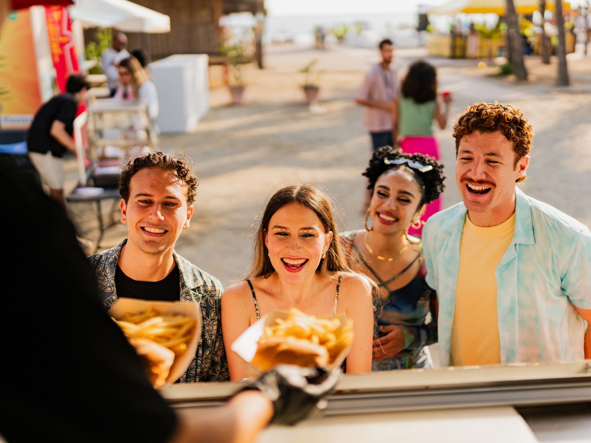 Friends at a food truck