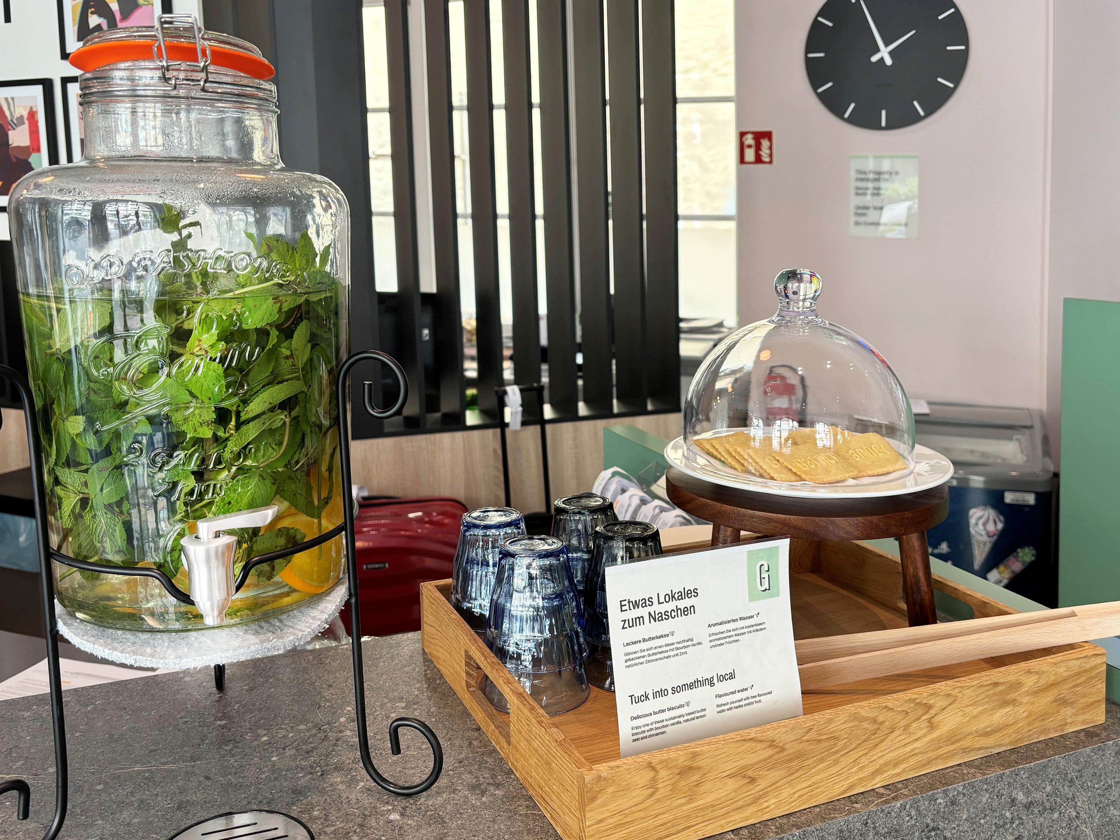 Upon arrival, our guests are greeted with a refreshing flavored water and delicious cookies – available daily from 3:00 PM to 7:00 PM. The perfect way to settle in, relax, and start your stay on a pleasant note.